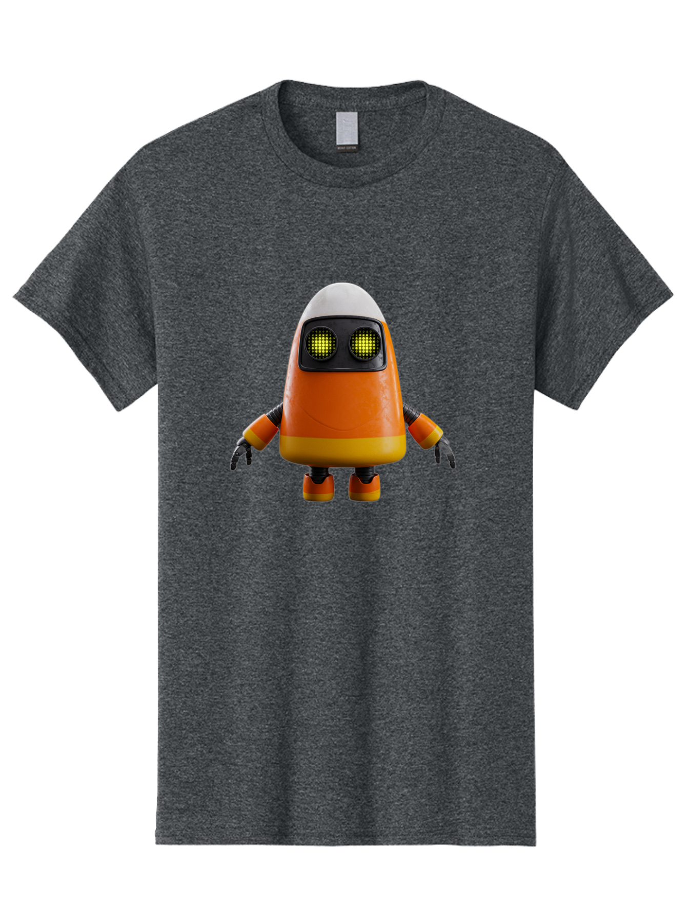 Orange-Robot Men'S Graphic Tee, 100% Cotton, Comfortable Casual Summer Wear, Machine Washable, Orange Robot, Futuristic Design, Robotic Character, Artificial Intelligence, Mechanical Limbs, Glowing Eyes, Digital Artwork, Sci-Fi Theme, Bad388