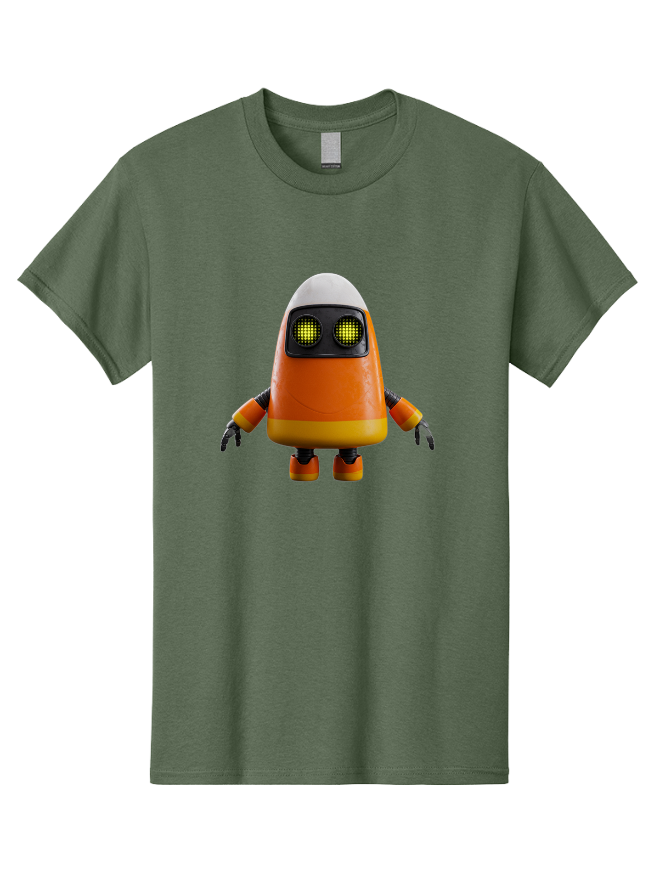 Orange-Robot Men'S Graphic Tee, 100% Cotton, Comfortable Casual Summer Wear, Machine Washable, Orange Robot, Futuristic Design, Robotic Character, Artificial Intelligence, Mechanical Limbs, Glowing Eyes, Digital Artwork, Sci-Fi Theme, Bad388