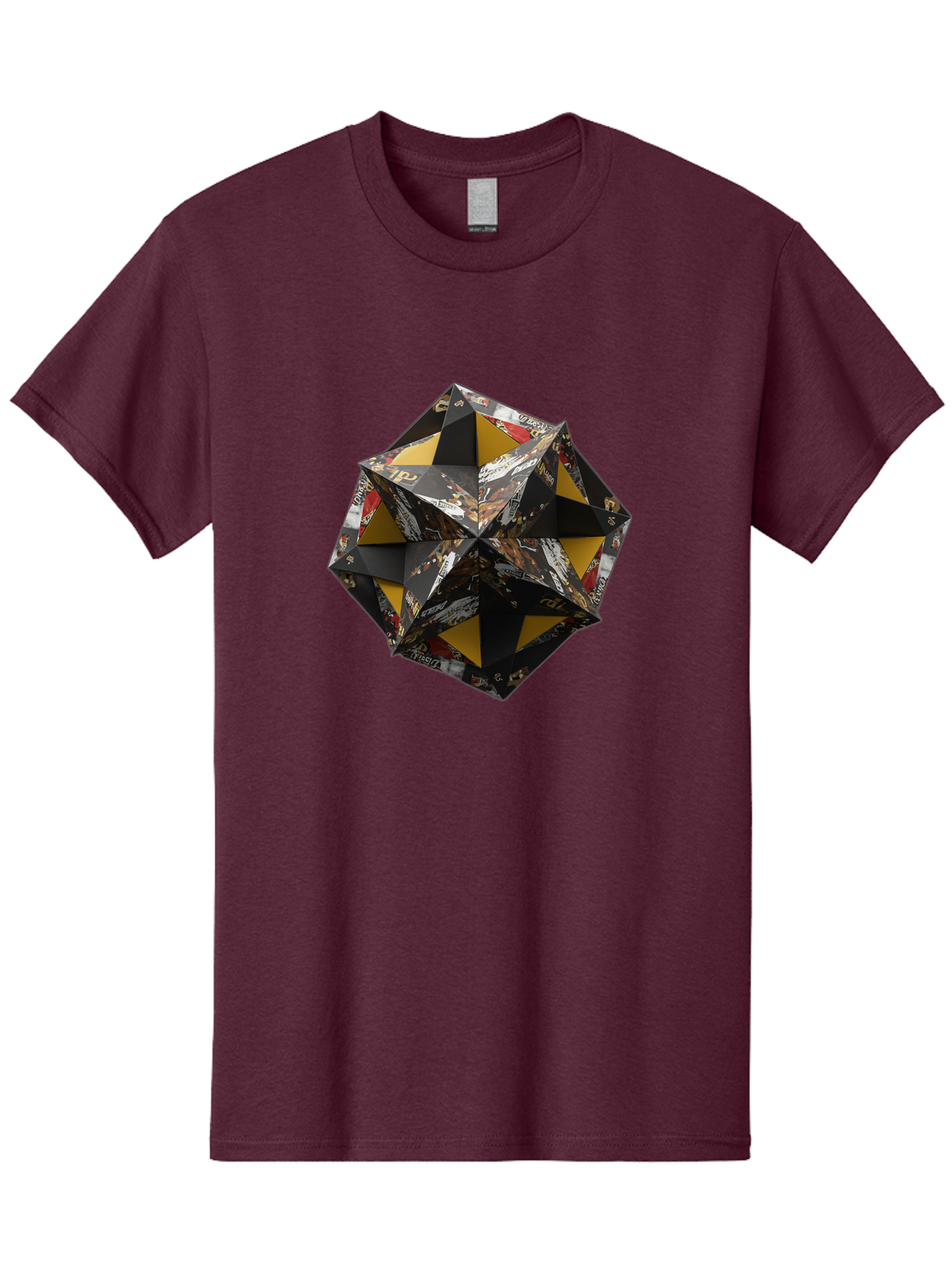 Origami-Star Men'S Graphic Tee, 100% Cotton, Comfortable Casual Summer Wear, Machine Washable, Origami Art, Folded Paper, Geometric Shape, Star Design, Yellow And Black Colors, Intricate Patterns, Creative Decoration, Festive Decor, Bad389