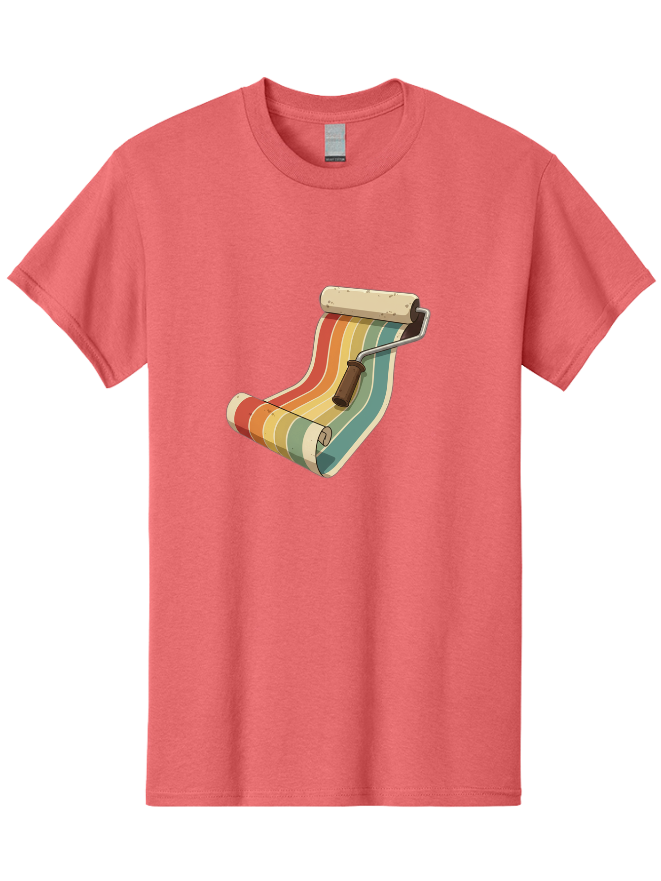 Paint-Roller Men'S Graphic Tee, 100% Cotton, Comfortable Casual Summer Wear, Machine Washable, Paint Roller, Wallpaper, Home Decor, Interior Design, Diy Project, Colorful Stripes, Renovation, Decoration Ideas, Home Improvement Bad395