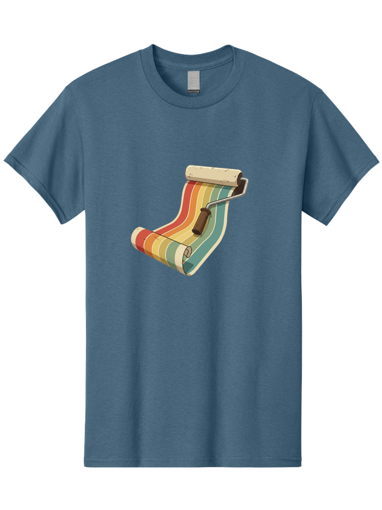 Paint-Roller Men'S Graphic Tee, 100% Cotton, Comfortable Casual Summer Wear, Machine Washable, Paint Roller, Wallpaper, Home Decor, Interior Design, Diy Project, Colorful Stripes, Renovation, Decoration Ideas, Home Improvement Bad395