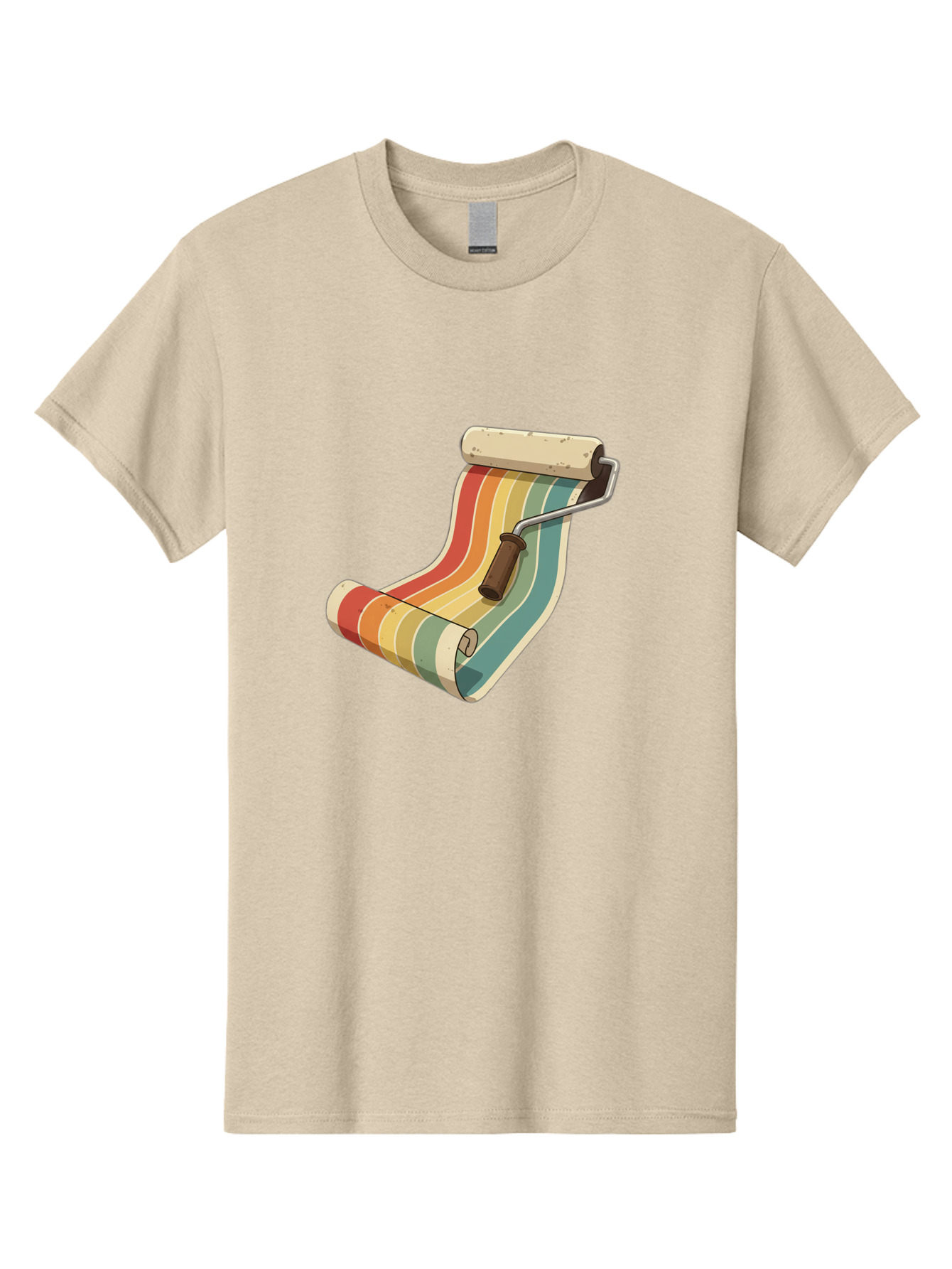 Paint-Roller Men'S Graphic Tee, 100% Cotton, Comfortable Casual Summer Wear, Machine Washable, Paint Roller, Wallpaper, Home Decor, Interior Design, Diy Project, Colorful Stripes, Renovation, Decoration Ideas, Home Improvement Bad395