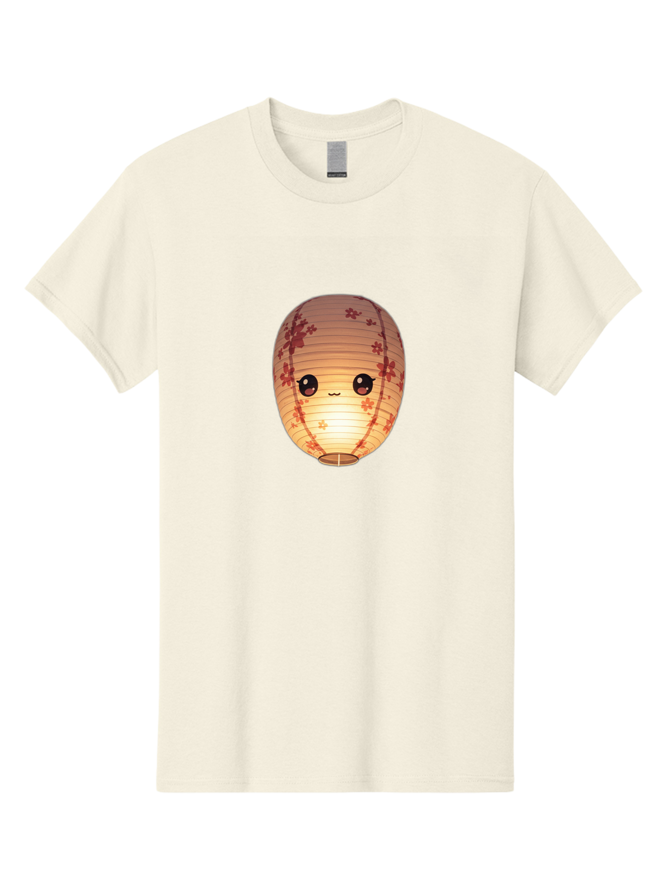Paper-Lantern-1 Men'S Graphic Tee, 100% Cotton, Comfortable Casual Summer Wear, Machine Washable, Kawaii Paper Lantern, Red Flowers, Soft Lighting, Cute Emoji, Adorable Design, Lantern Art, Japanese Culture, Festive Decor Bad401