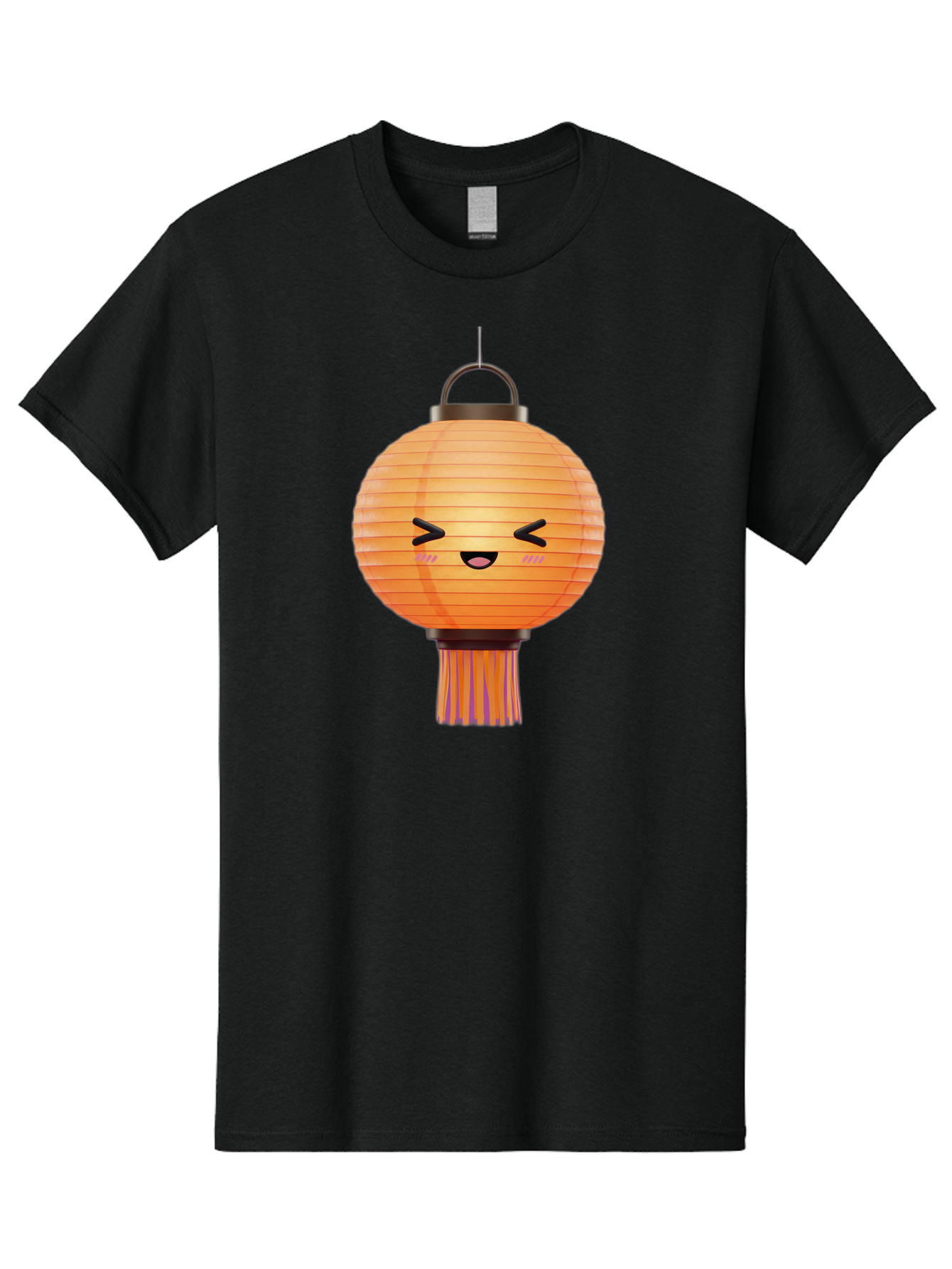 Paper-Lantern-3 Men'S Graphic Tee, 100% Cotton, Comfortable Casual Summer Wear, Machine Washable, Paper Lantern, Smiling Face, Hanging Decoration, Orange Color, Playful Design, Kawaii Style, Japanese Culture, Festive Atmosphere Bad403