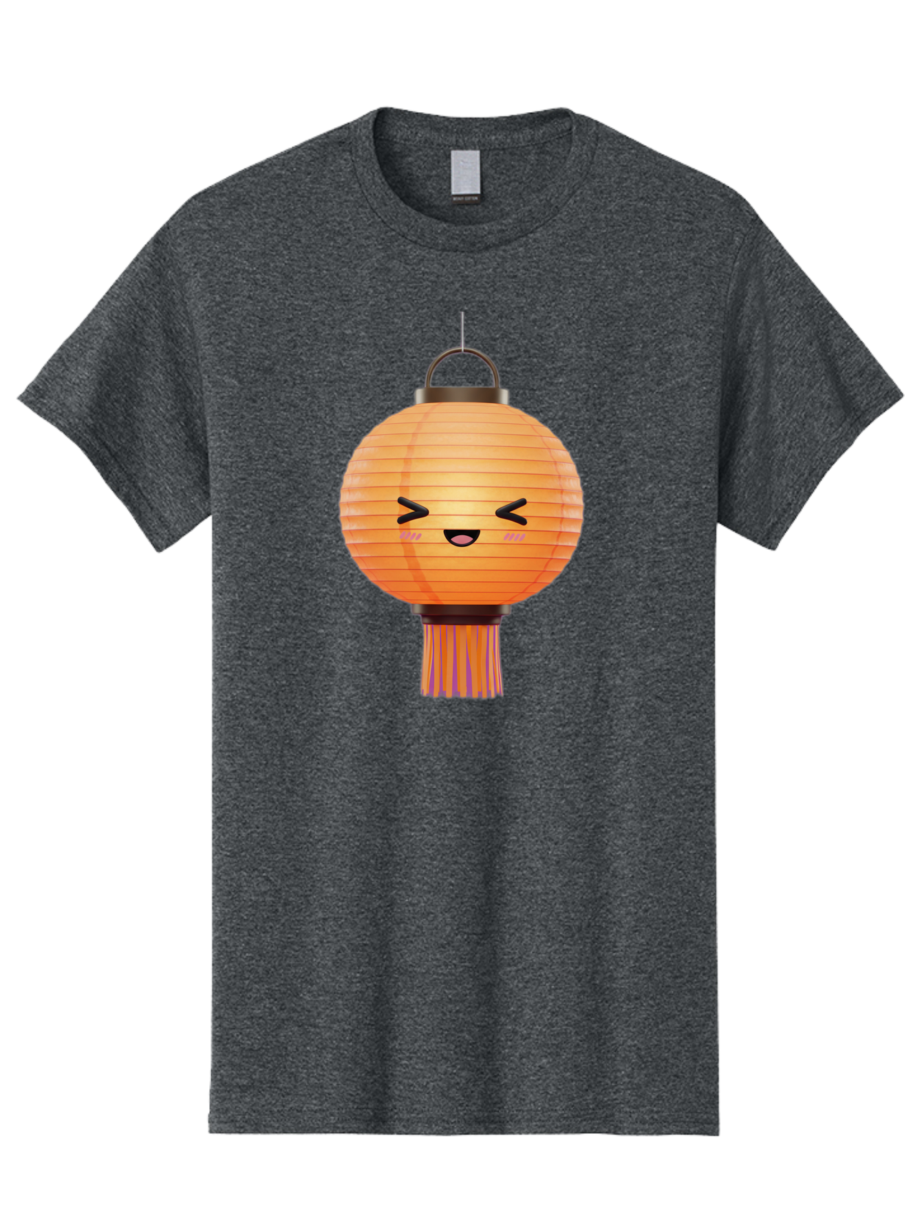 Paper-Lantern-3 Men'S Graphic Tee, 100% Cotton, Comfortable Casual Summer Wear, Machine Washable, Paper Lantern, Smiling Face, Hanging Decoration, Orange Color, Playful Design, Kawaii Style, Japanese Culture, Festive Atmosphere Bad403