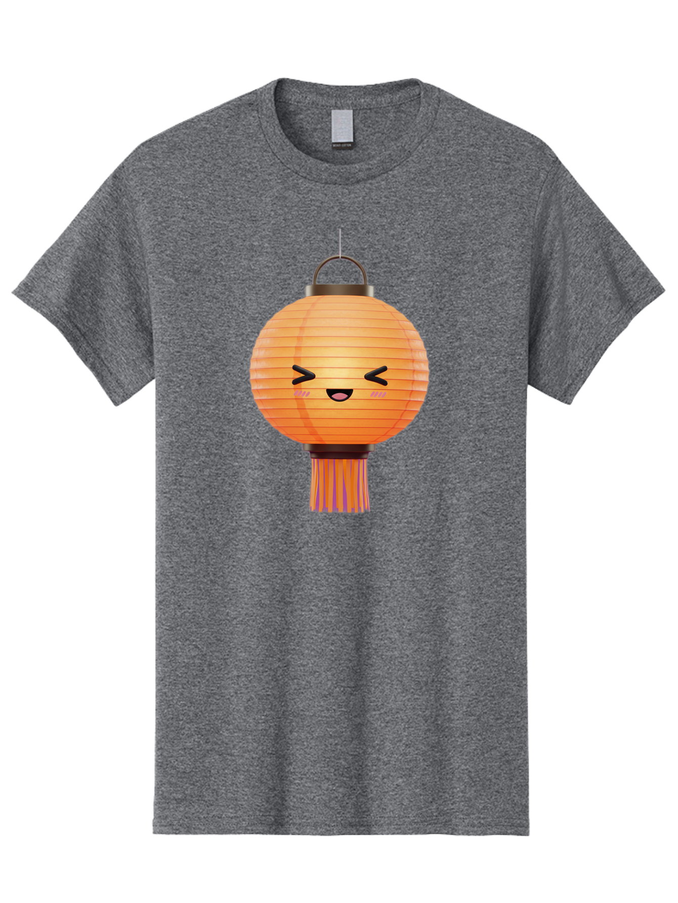 Paper-Lantern-3 Men'S Graphic Tee, 100% Cotton, Comfortable Casual Summer Wear, Machine Washable, Paper Lantern, Smiling Face, Hanging Decoration, Orange Color, Playful Design, Kawaii Style, Japanese Culture, Festive Atmosphere Bad403