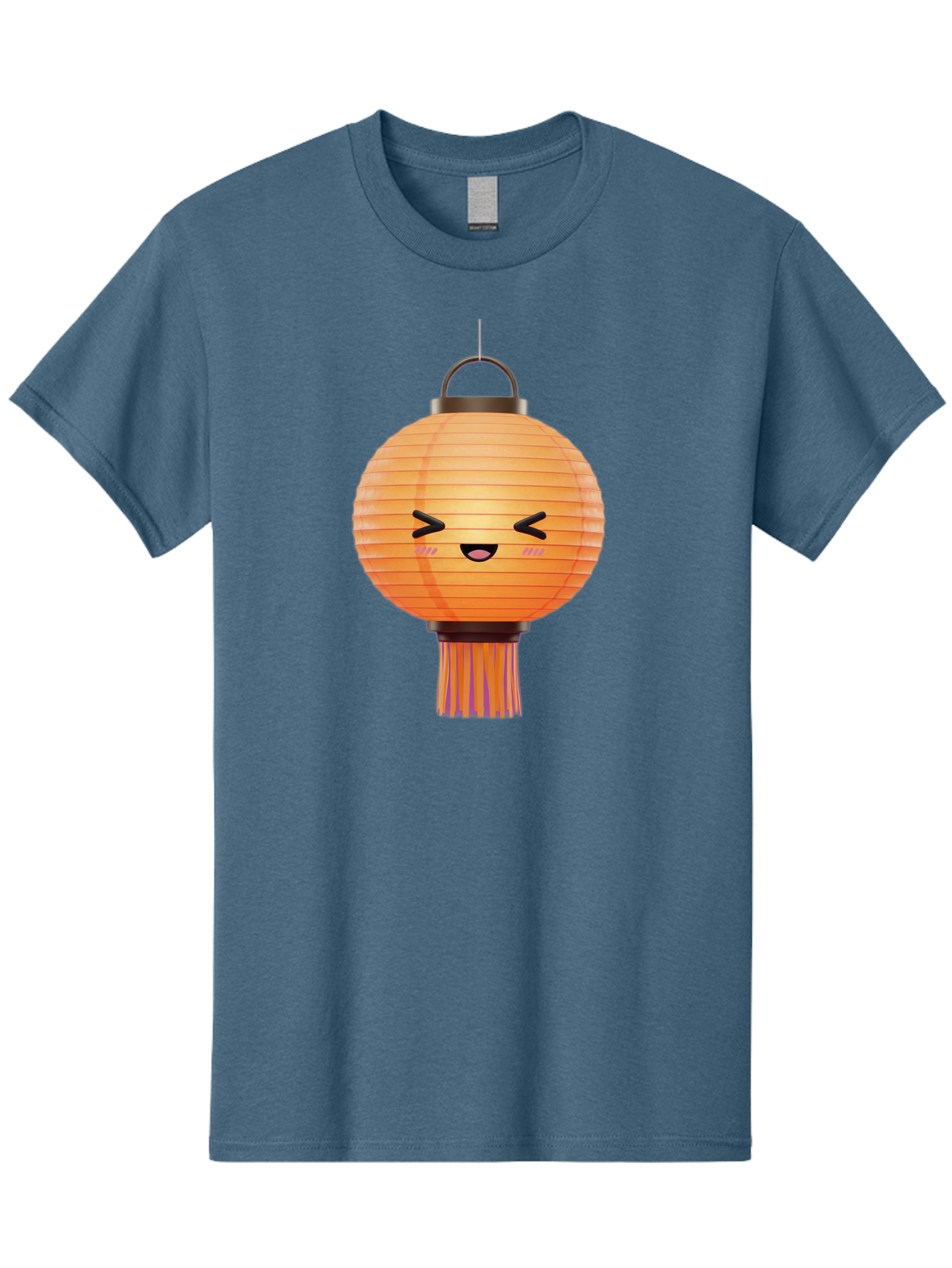 Paper-Lantern-3 Men'S Graphic Tee, 100% Cotton, Comfortable Casual Summer Wear, Machine Washable, Paper Lantern, Smiling Face, Hanging Decoration, Orange Color, Playful Design, Kawaii Style, Japanese Culture, Festive Atmosphere Bad403
