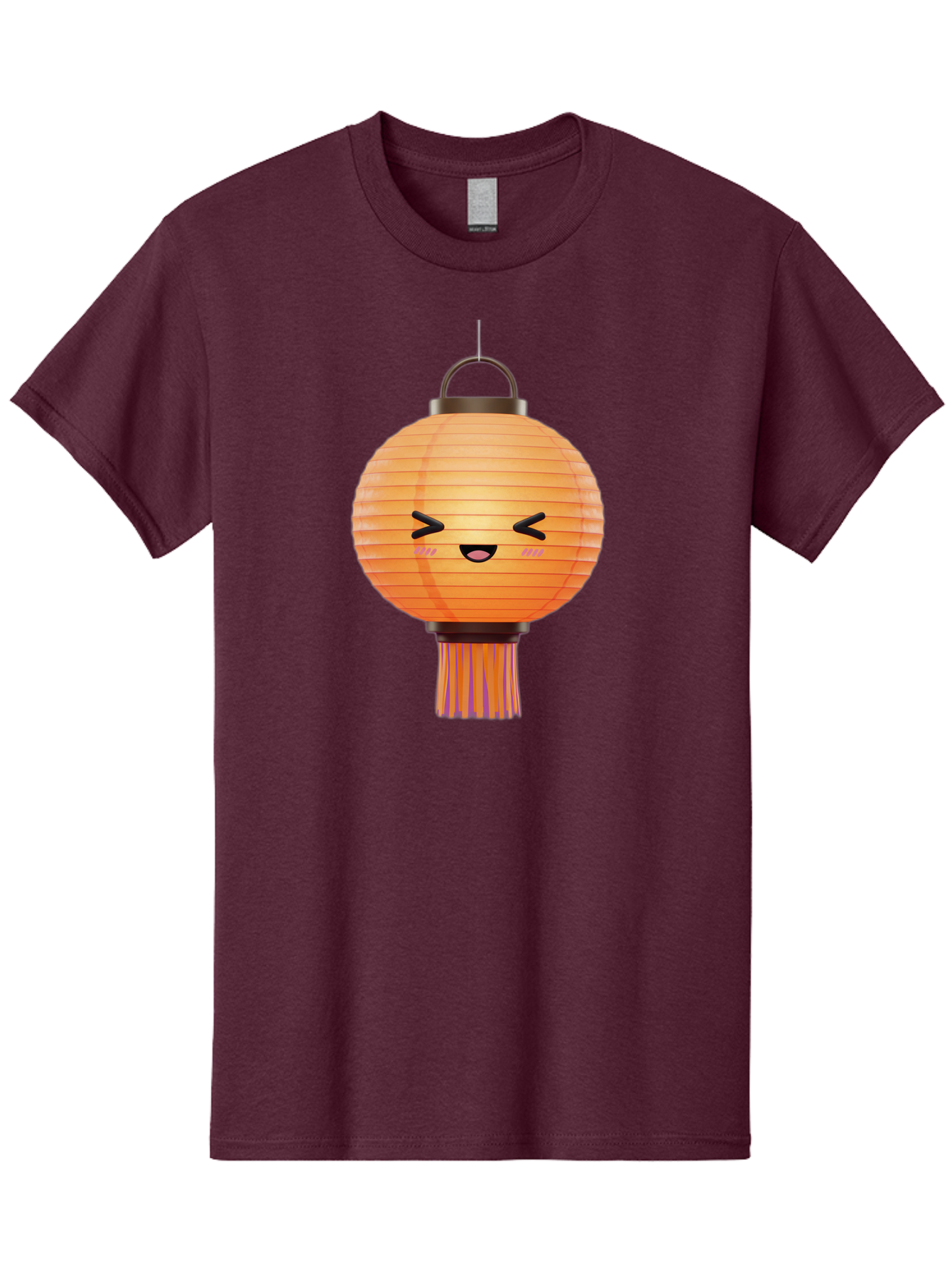 Paper-Lantern-3 Men'S Graphic Tee, 100% Cotton, Comfortable Casual Summer Wear, Machine Washable, Paper Lantern, Smiling Face, Hanging Decoration, Orange Color, Playful Design, Kawaii Style, Japanese Culture, Festive Atmosphere Bad403