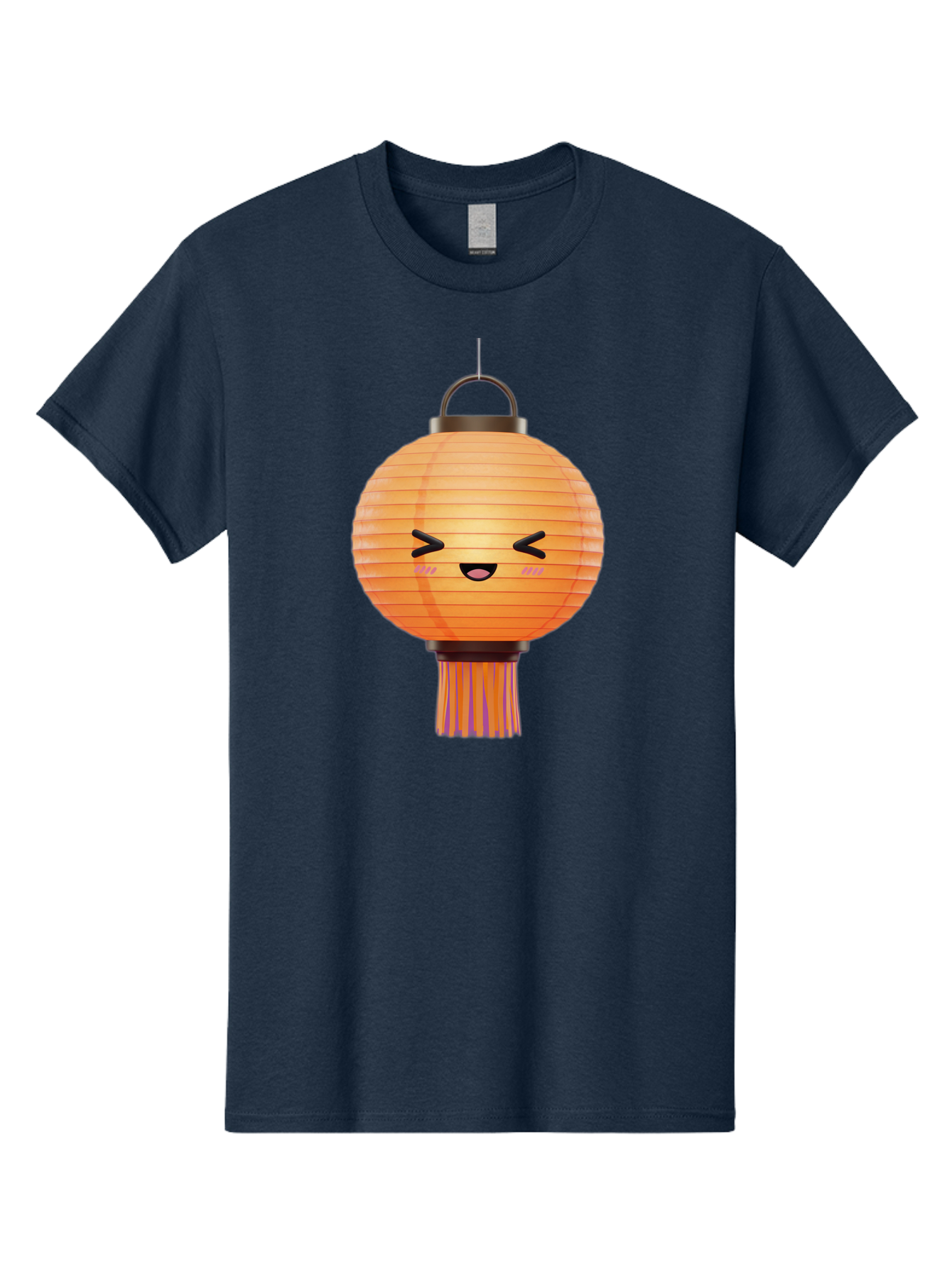 Paper-Lantern-3 Men'S Graphic Tee, 100% Cotton, Comfortable Casual Summer Wear, Machine Washable, Paper Lantern, Smiling Face, Hanging Decoration, Orange Color, Playful Design, Kawaii Style, Japanese Culture, Festive Atmosphere Bad403