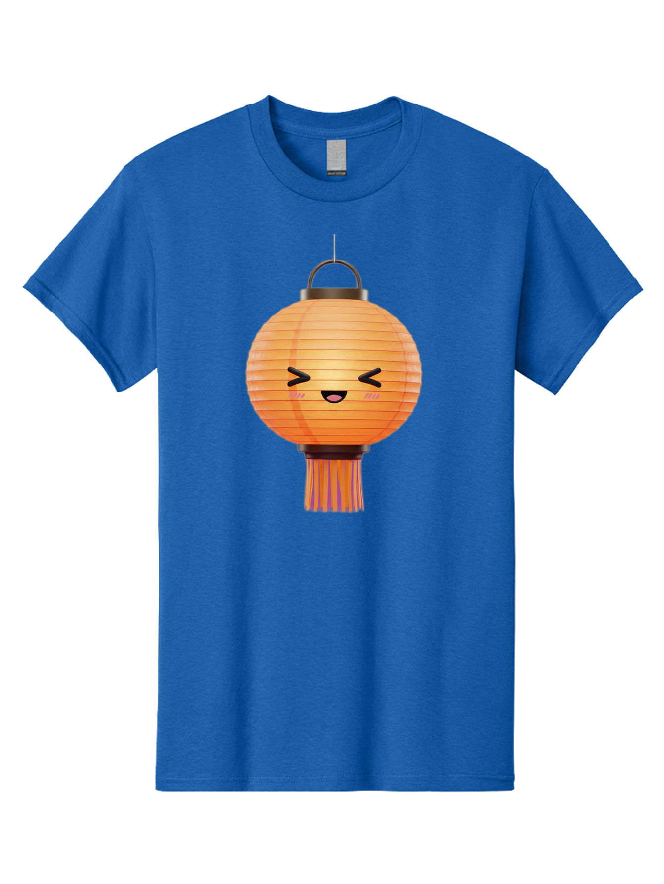 Paper-Lantern-3 Men'S Graphic Tee, 100% Cotton, Comfortable Casual Summer Wear, Machine Washable, Paper Lantern, Smiling Face, Hanging Decoration, Orange Color, Playful Design, Kawaii Style, Japanese Culture, Festive Atmosphere Bad403