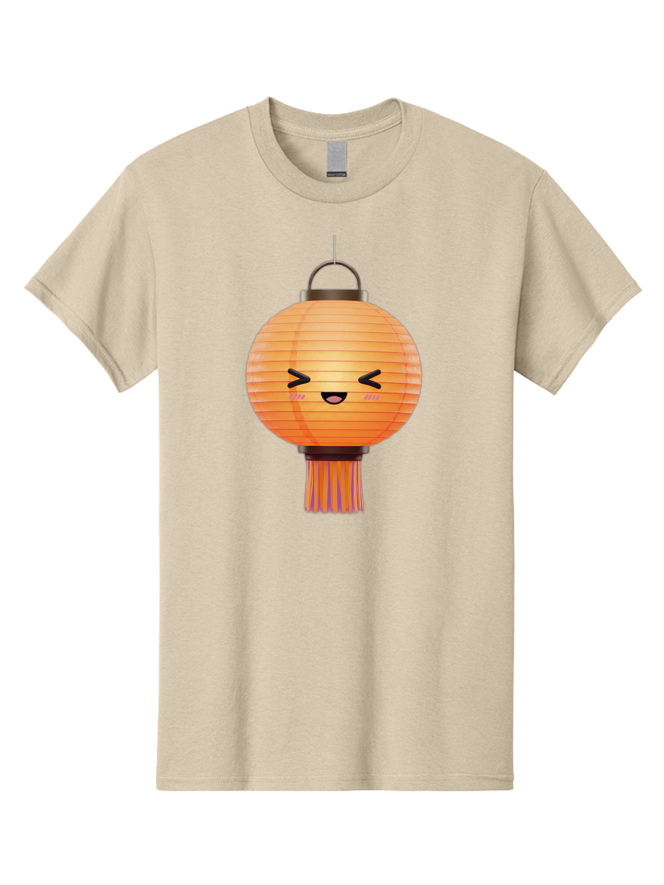 Paper-Lantern-3 Men'S Graphic Tee, 100% Cotton, Comfortable Casual Summer Wear, Machine Washable, Paper Lantern, Smiling Face, Hanging Decoration, Orange Color, Playful Design, Kawaii Style, Japanese Culture, Festive Atmosphere Bad403