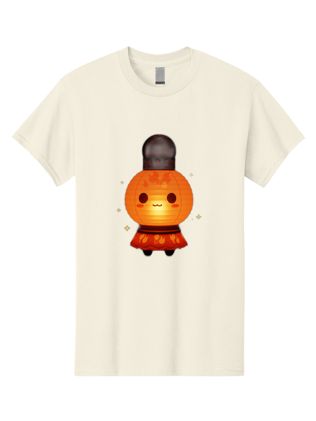 Paper-Lantern-Character-1 Men'S Graphic Tee, 100% Cotton, Comfortable Casual Summer Wear, Machine Washable, Kawaii Character, Paper Lantern, Cute Illustration, Cartoon Style, Orange Lantern, Red Skirt, Festive Atmosphere, Japanese Culture, Bad404