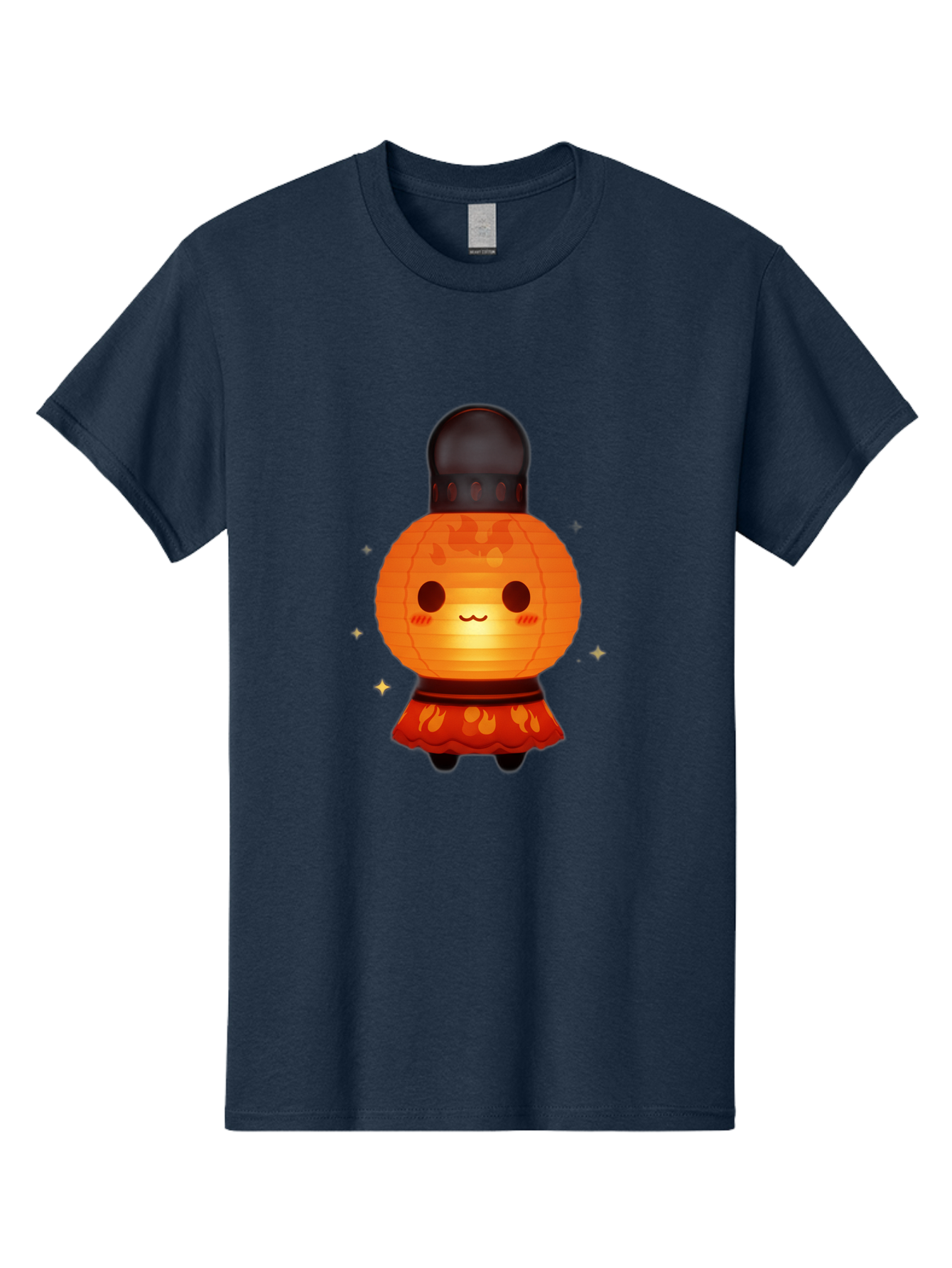 Paper-Lantern-Character-1 Men'S Graphic Tee, 100% Cotton, Comfortable Casual Summer Wear, Machine Washable, Kawaii Character, Paper Lantern, Cute Illustration, Cartoon Style, Orange Lantern, Red Skirt, Festive Atmosphere, Japanese Culture, Bad404