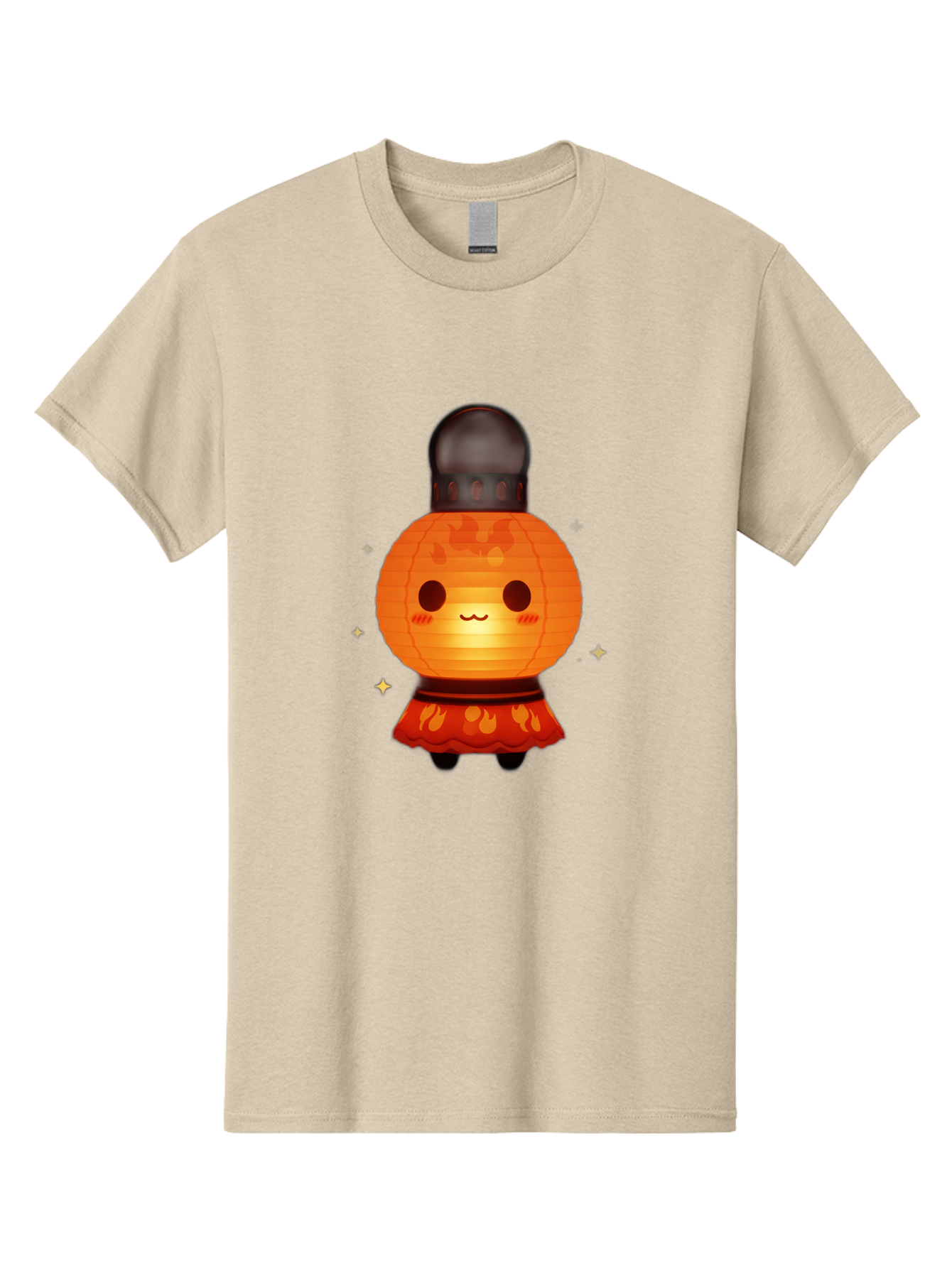 Paper-Lantern-Character-1 Men'S Graphic Tee, 100% Cotton, Comfortable Casual Summer Wear, Machine Washable, Kawaii Character, Paper Lantern, Cute Illustration, Cartoon Style, Orange Lantern, Red Skirt, Festive Atmosphere, Japanese Culture, Bad404
