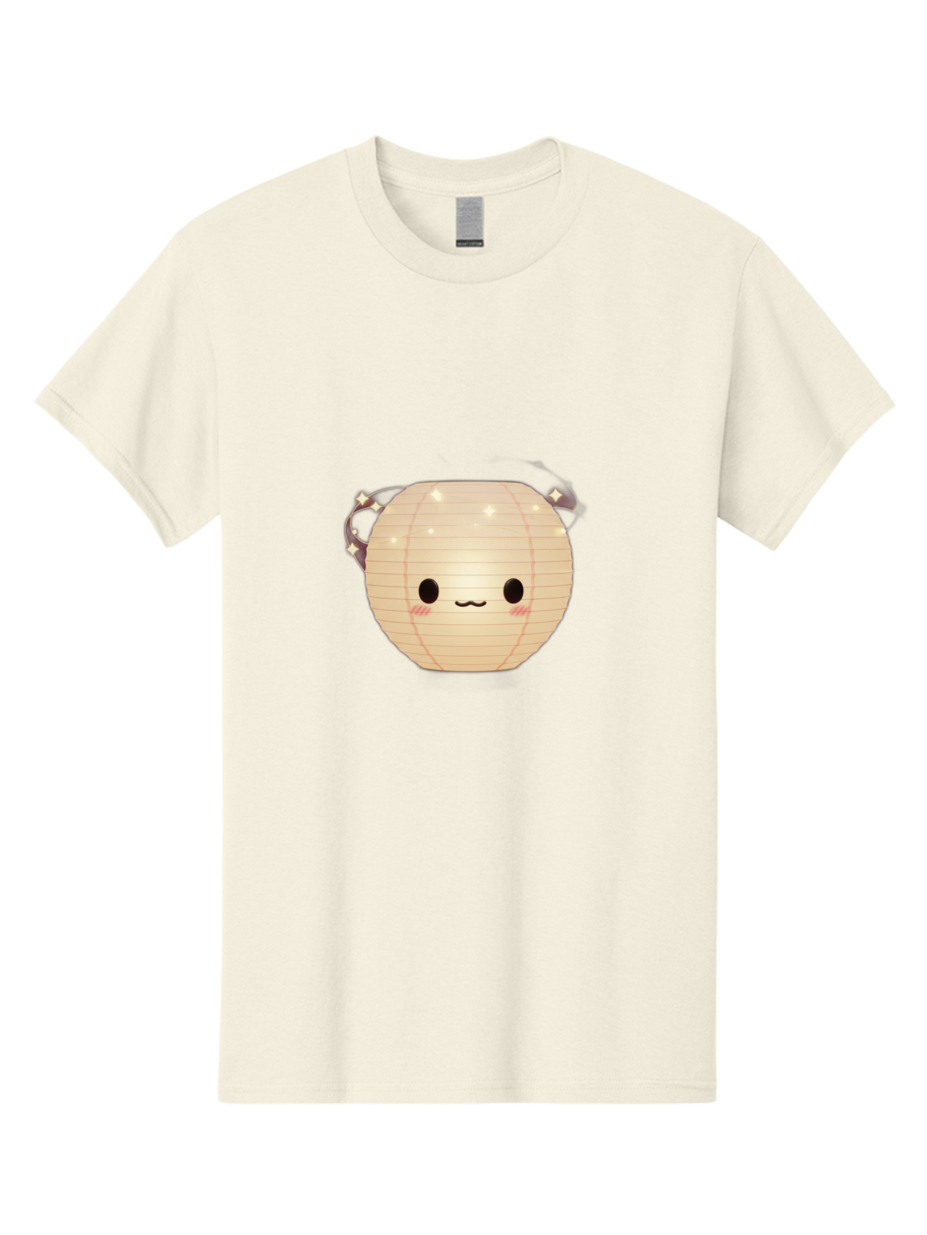 Paper-Lantern-Character Men'S Graphic Tee, 100% Cotton, Comfortable Casual Summer Wear, Machine Washable, Paper Lantern With Face, Kawaii Character, Cartoonish Design, Cute Expression, Glowing Lantern, Festive Decoration, Japanese Culture, Bad405