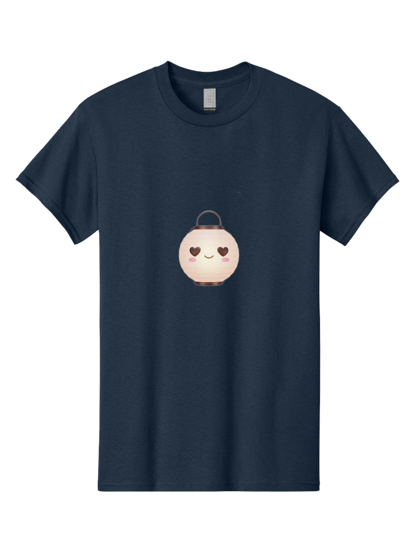 Paper-Lantern Men'S Graphic Tee, 100% Cotton, Comfortable Casual Summer Wear, Machine Washable, Paper Lantern With Heart-Shaped Eyes, Cartoon Style, Cute Expression, Pink Cheeks, Smiling Face, Kawaii Design, Love Symbol, Lantern Character Bad406