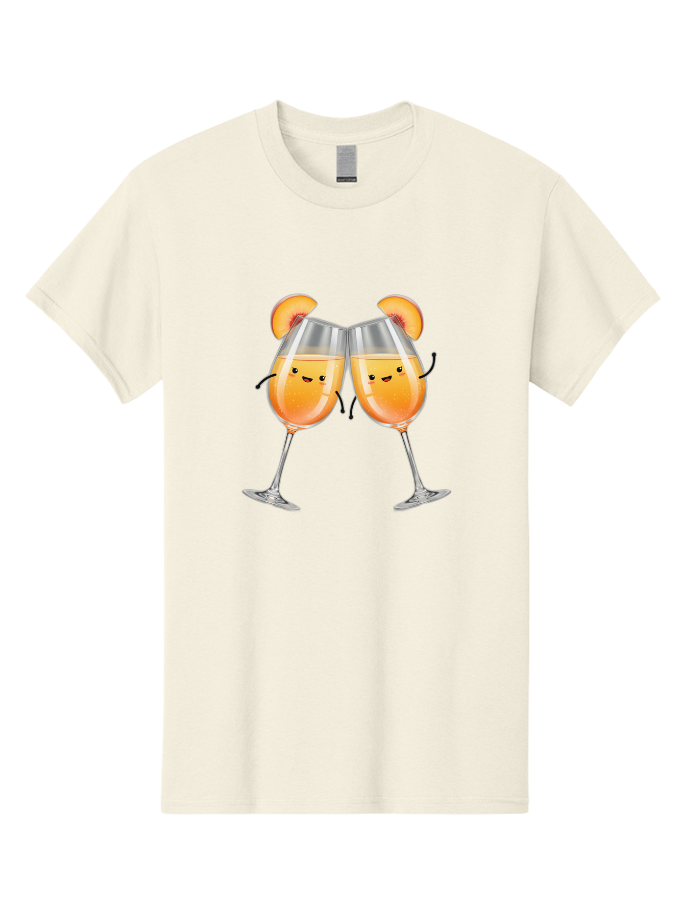 Peach-Bellini Men'S Graphic Tee, 100% Cotton, Comfortable Casual Summer Wear, Machine Washable, Peach Bellini Cocktail, Champagne Flutes, Cartoon Characters, Peach Slices, Festive Drinks, Happy Hour, Cocktail Party, Celebratory Toast Bad411