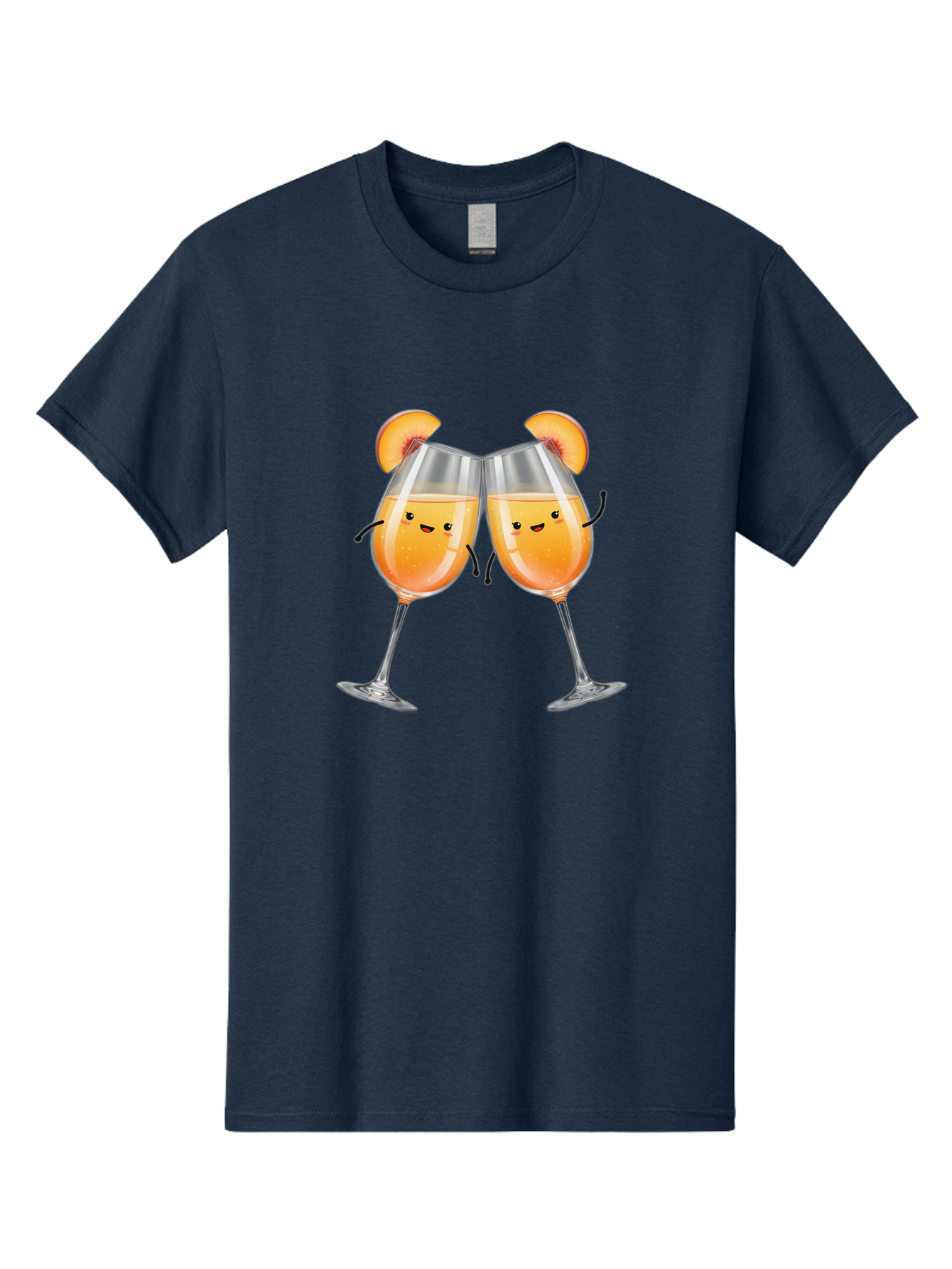 Peach-Bellini Men'S Graphic Tee, 100% Cotton, Comfortable Casual Summer Wear, Machine Washable, Peach Bellini Cocktail, Champagne Flutes, Cartoon Characters, Peach Slices, Festive Drinks, Happy Hour, Cocktail Party, Celebratory Toast Bad411