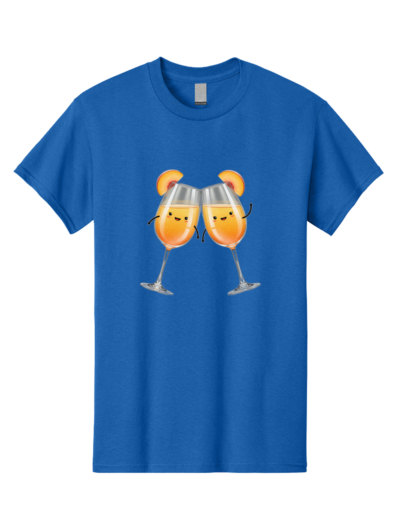 Peach-Bellini Men'S Graphic Tee, 100% Cotton, Comfortable Casual Summer Wear, Machine Washable, Peach Bellini Cocktail, Champagne Flutes, Cartoon Characters, Peach Slices, Festive Drinks, Happy Hour, Cocktail Party, Celebratory Toast Bad411