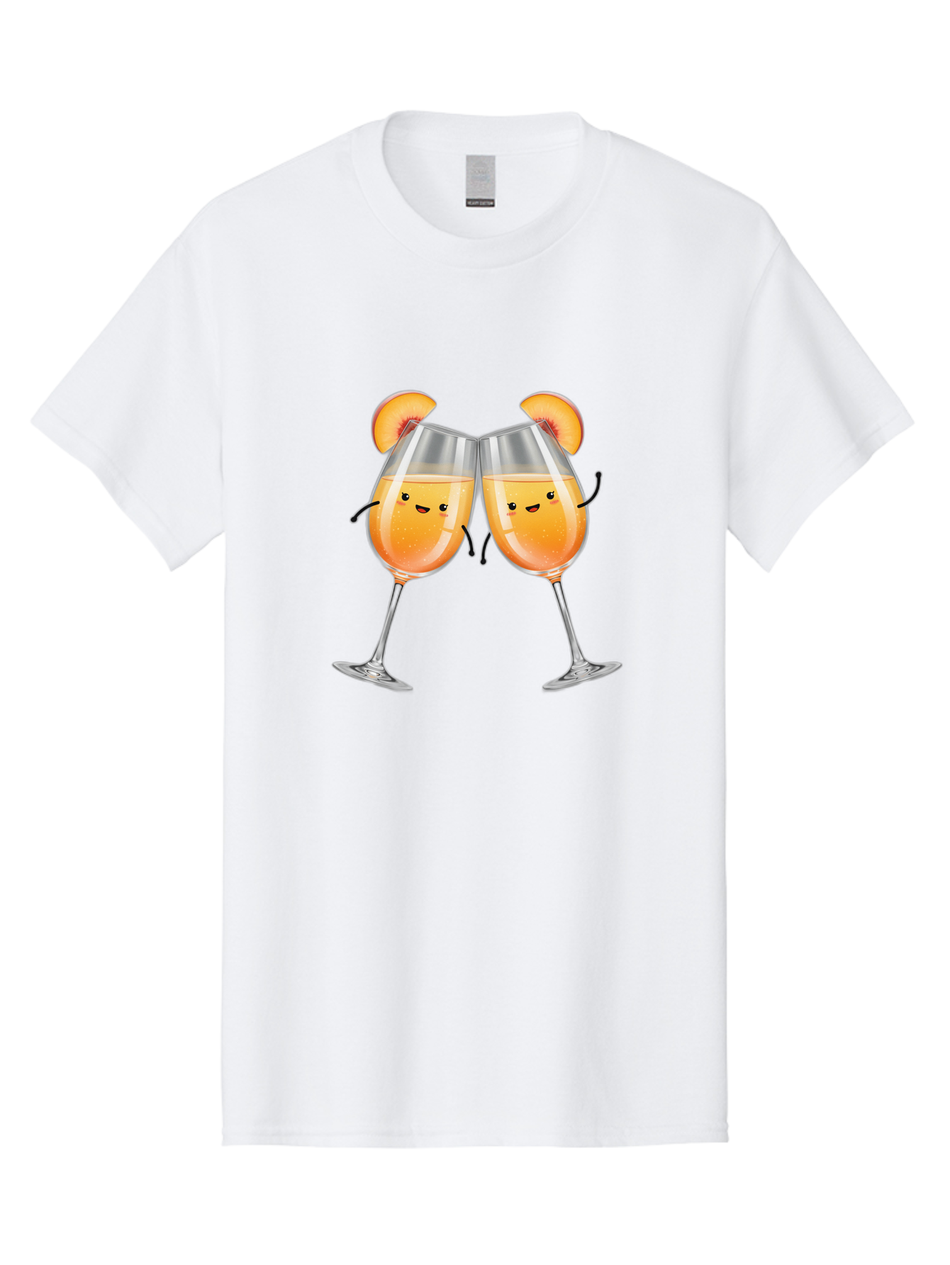 Peach-Bellini Men'S Graphic Tee, 100% Cotton, Comfortable Casual Summer Wear, Machine Washable, Peach Bellini Cocktail, Champagne Flutes, Cartoon Characters, Peach Slices, Festive Drinks, Happy Hour, Cocktail Party, Celebratory Toast Bad411