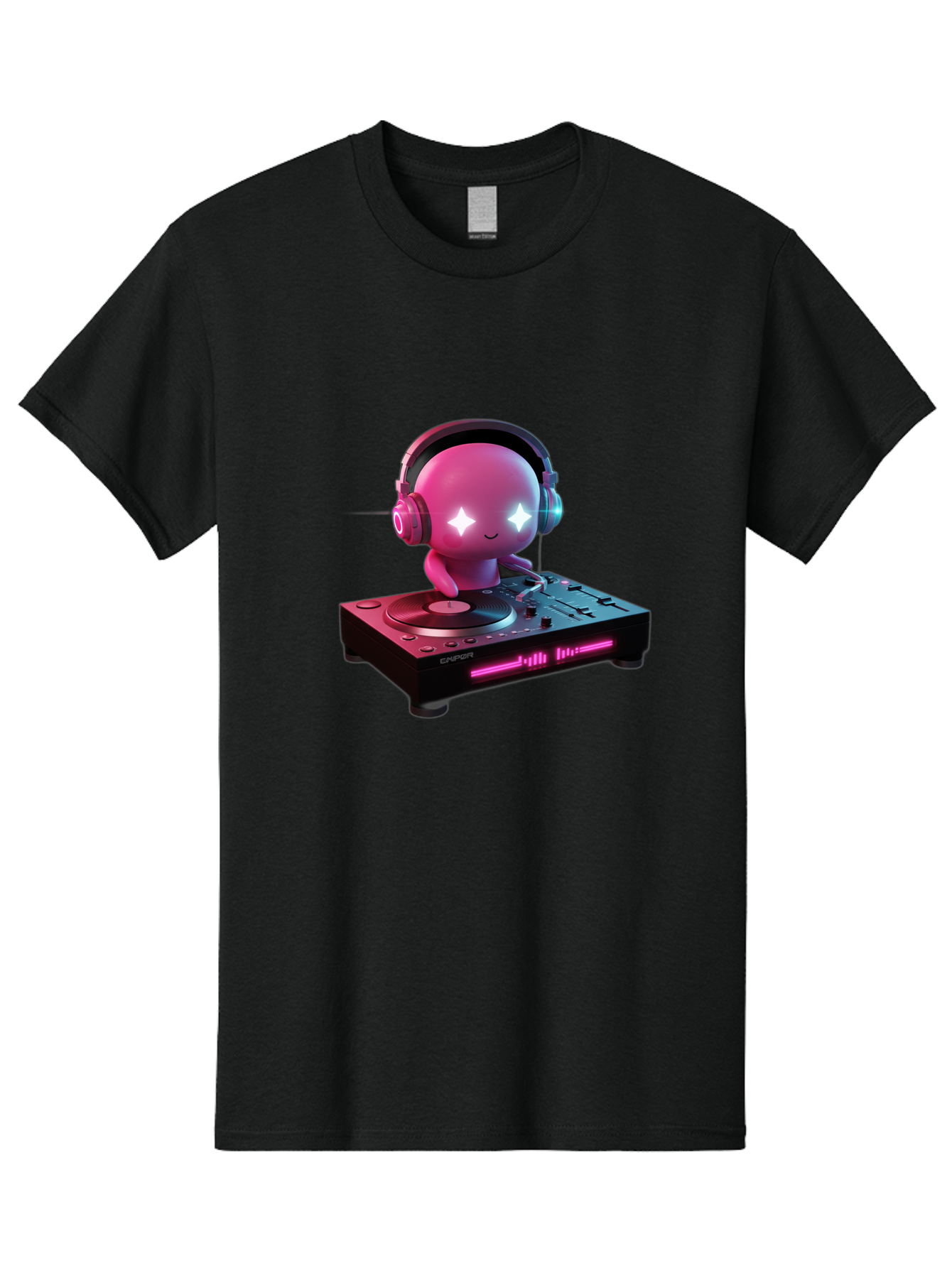 Pink-Alien-Dj Men'S Graphic Tee, 100% Cotton, Comfortable Casual Summer Wear, Machine Washable, Character Djing, Pink Headphones, Sparkling Eyes, Vinyl Record, Music Production, Electronic Dance Music, Dj Controller, Vibrant Scene, Bad421