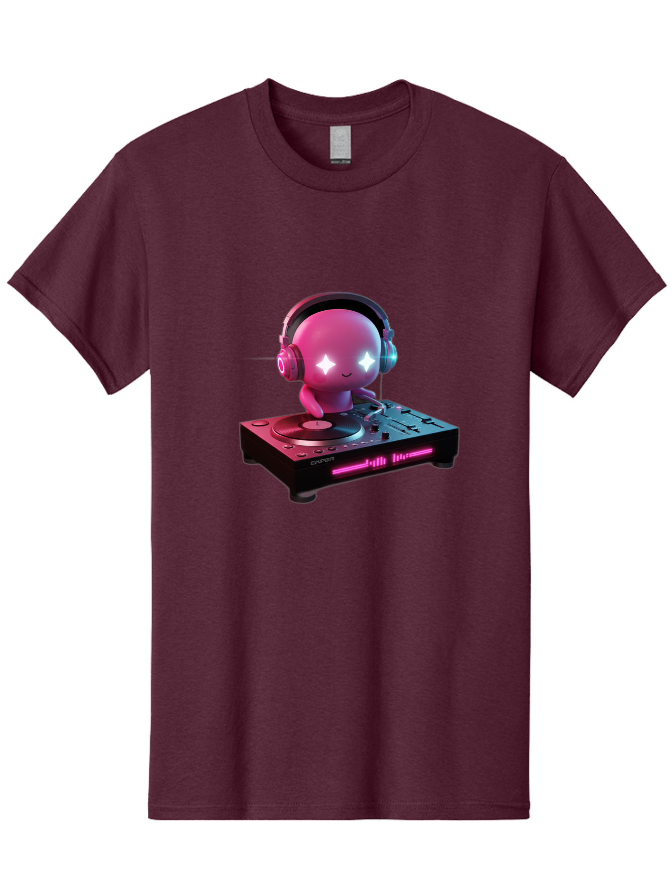 Pink-Alien-Dj Men'S Graphic Tee, 100% Cotton, Comfortable Casual Summer Wear, Machine Washable, Character Djing, Pink Headphones, Sparkling Eyes, Vinyl Record, Music Production, Electronic Dance Music, Dj Controller, Vibrant Scene, Bad421