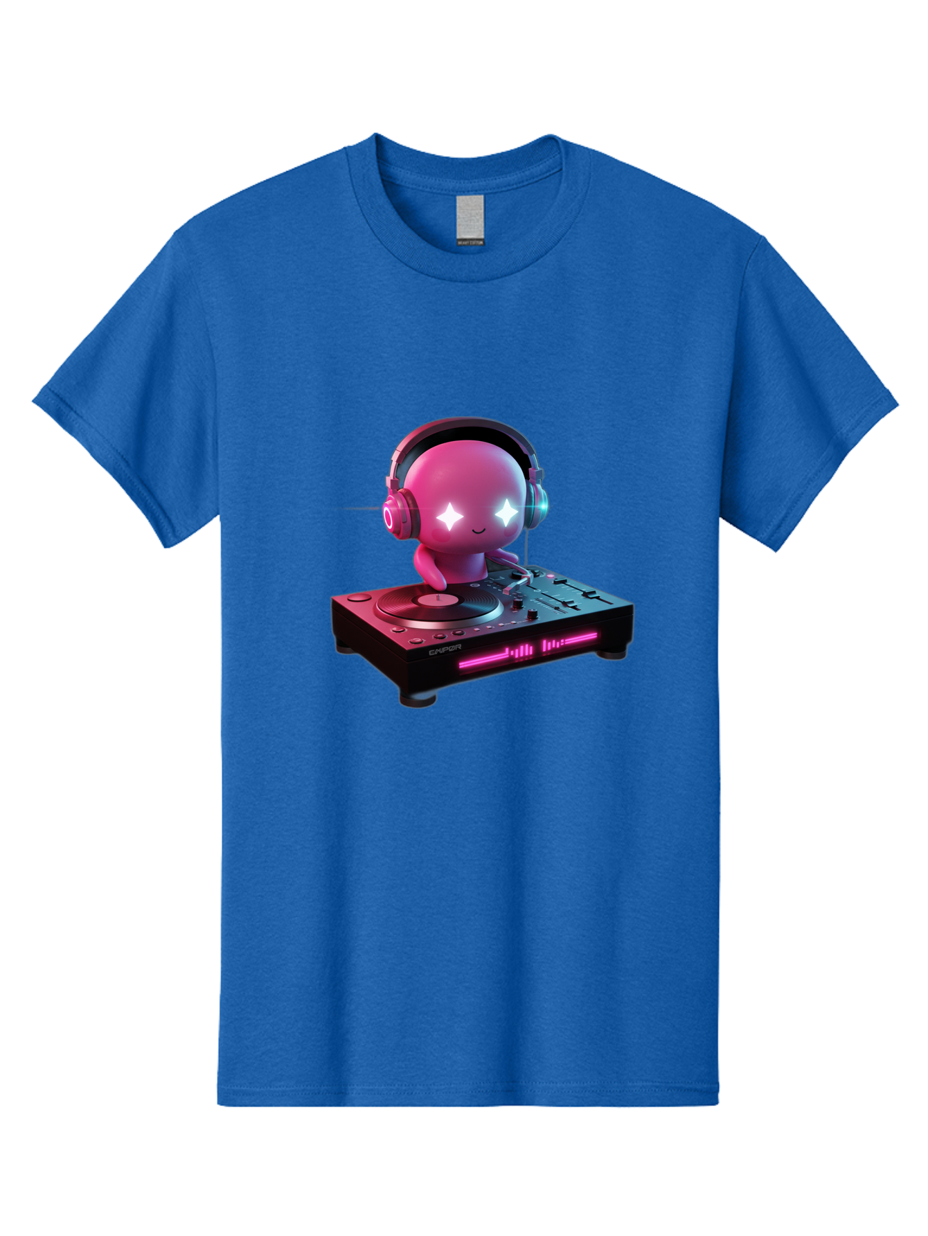 Pink-Alien-Dj Men'S Graphic Tee, 100% Cotton, Comfortable Casual Summer Wear, Machine Washable, Character Djing, Pink Headphones, Sparkling Eyes, Vinyl Record, Music Production, Electronic Dance Music, Dj Controller, Vibrant Scene, Bad421