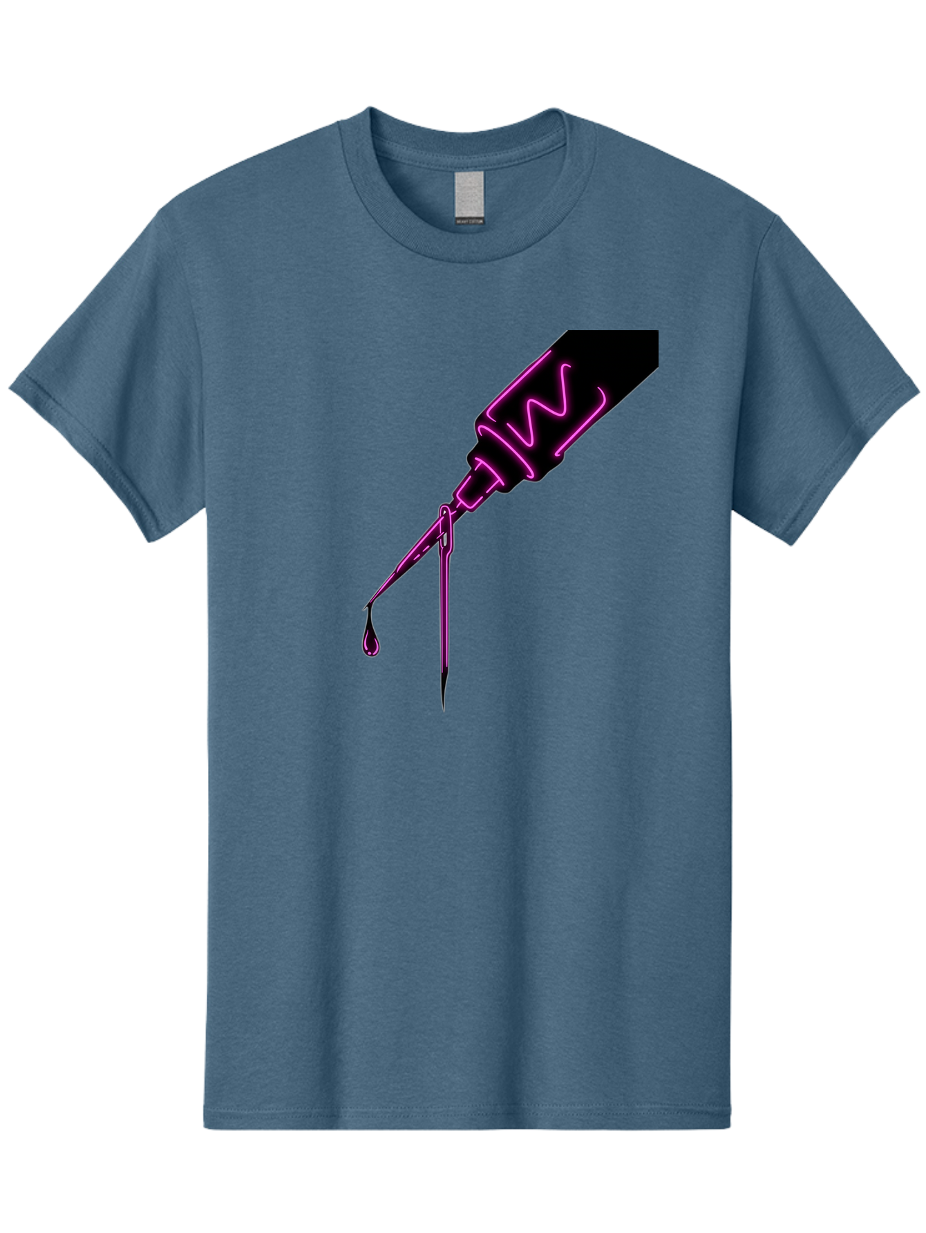 Pink-Dropper Men'S Graphic Tee, 100% Cotton, Comfortable Casual Summer Wear, Machine Washable, Pink Neon Dropper Bottle, Glowing Liquid, Medical Bottle, Pink Glow, Single Drop, Neon Lights, Modern Design, Futuristic Style Bad428