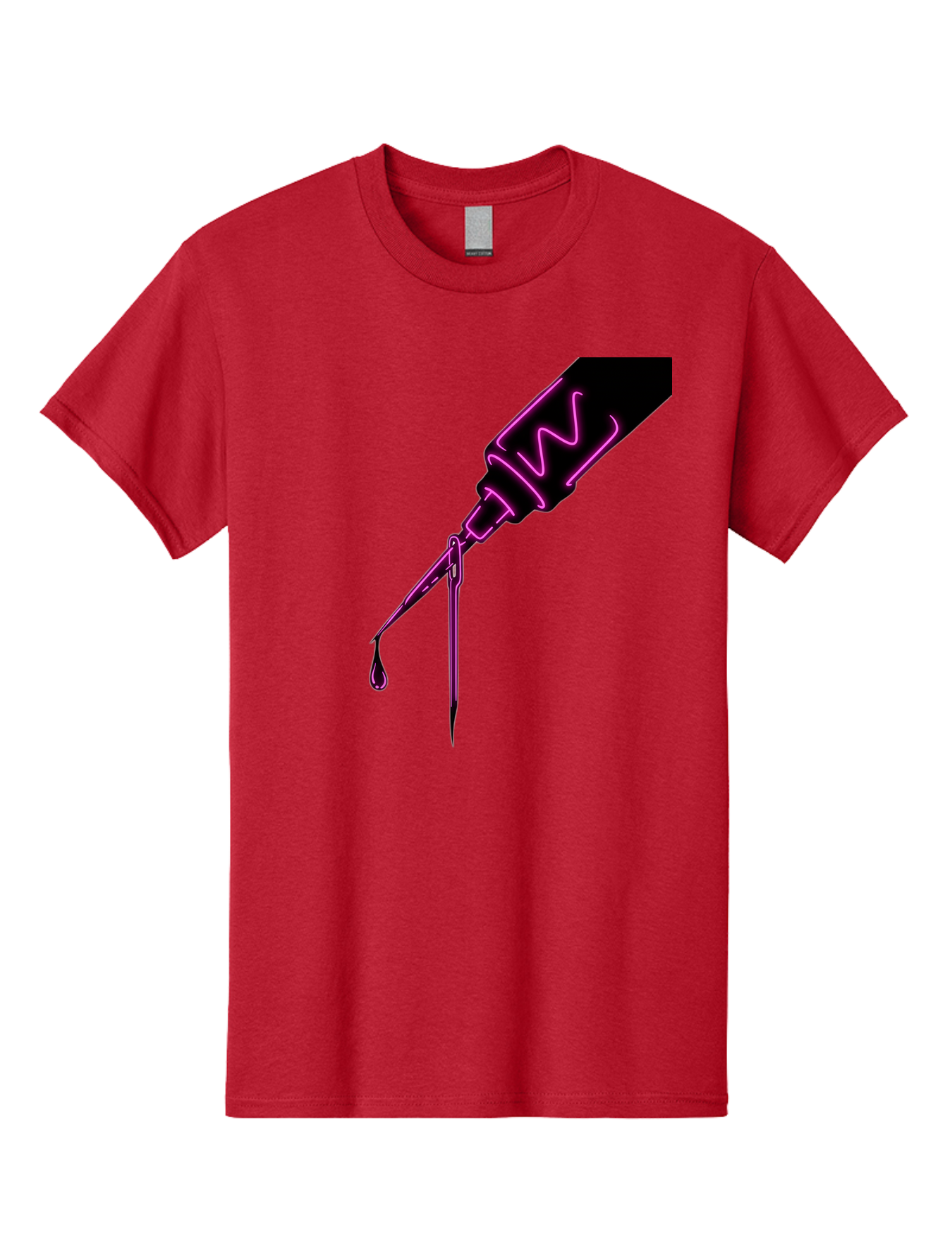 Pink-Dropper Men'S Graphic Tee, 100% Cotton, Comfortable Casual Summer Wear, Machine Washable, Pink Neon Dropper Bottle, Glowing Liquid, Medical Bottle, Pink Glow, Single Drop, Neon Lights, Modern Design, Futuristic Style Bad428