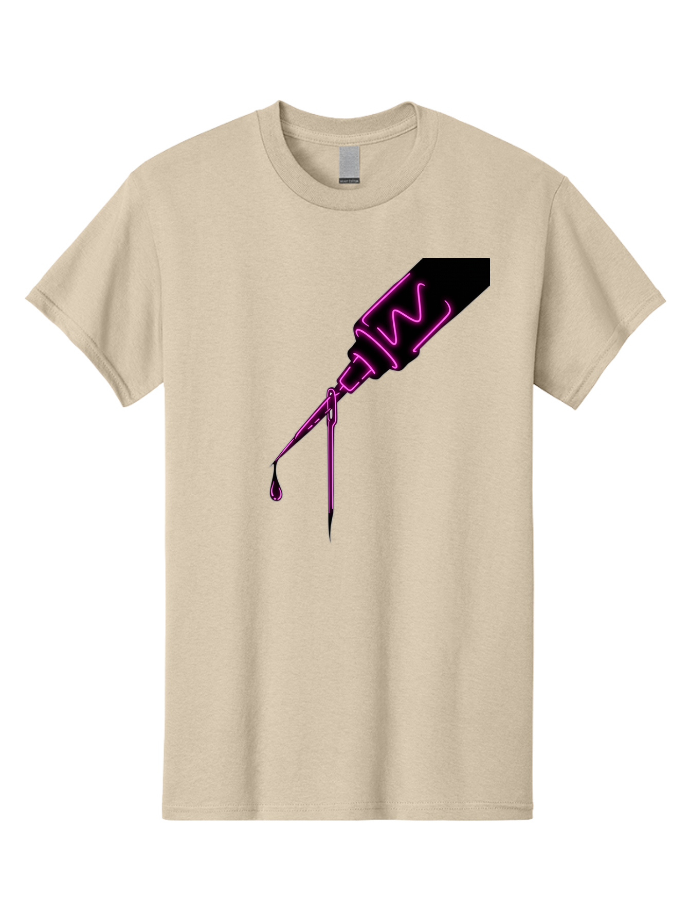 Pink-Dropper Men'S Graphic Tee, 100% Cotton, Comfortable Casual Summer Wear, Machine Washable, Pink Neon Dropper Bottle, Glowing Liquid, Medical Bottle, Pink Glow, Single Drop, Neon Lights, Modern Design, Futuristic Style Bad428