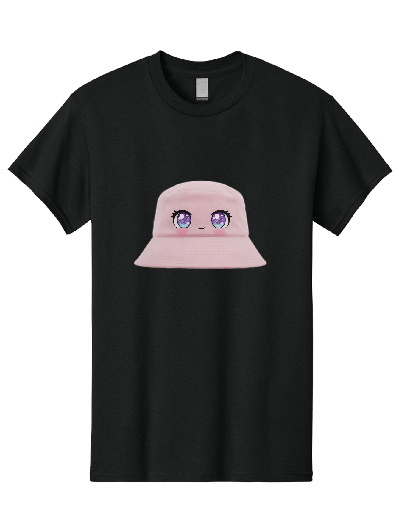 Pink-Hat Men'S Graphic Tee, 100% Cotton, Comfortable Casual Summer Wear, Machine Washable, Kawaii Fashion, Pink Baseball Cap, Cartoon Eyes, Cute Face, Kawaii Accessories, Pastel Fashion, Cute Hats, Fashion Trends, Kawaii Style Bad430