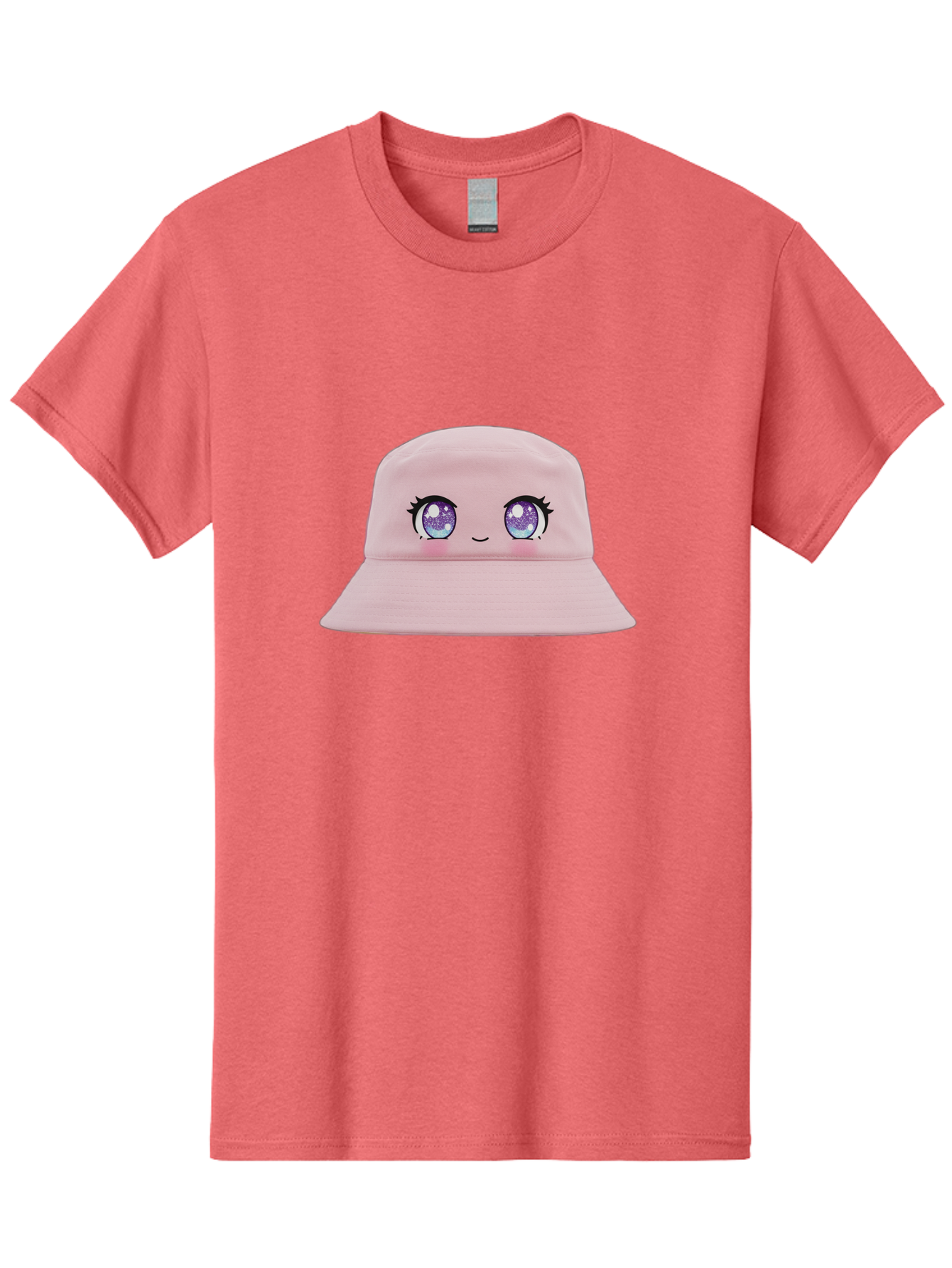 Pink-Hat Men'S Graphic Tee, 100% Cotton, Comfortable Casual Summer Wear, Machine Washable, Kawaii Fashion, Pink Baseball Cap, Cartoon Eyes, Cute Face, Kawaii Accessories, Pastel Fashion, Cute Hats, Fashion Trends, Kawaii Style Bad430