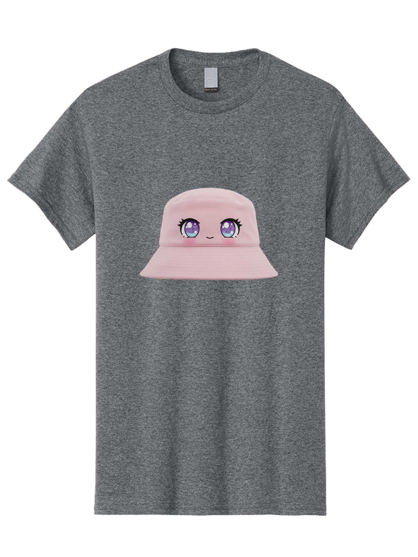 Pink-Hat Men'S Graphic Tee, 100% Cotton, Comfortable Casual Summer Wear, Machine Washable, Kawaii Fashion, Pink Baseball Cap, Cartoon Eyes, Cute Face, Kawaii Accessories, Pastel Fashion, Cute Hats, Fashion Trends, Kawaii Style Bad430