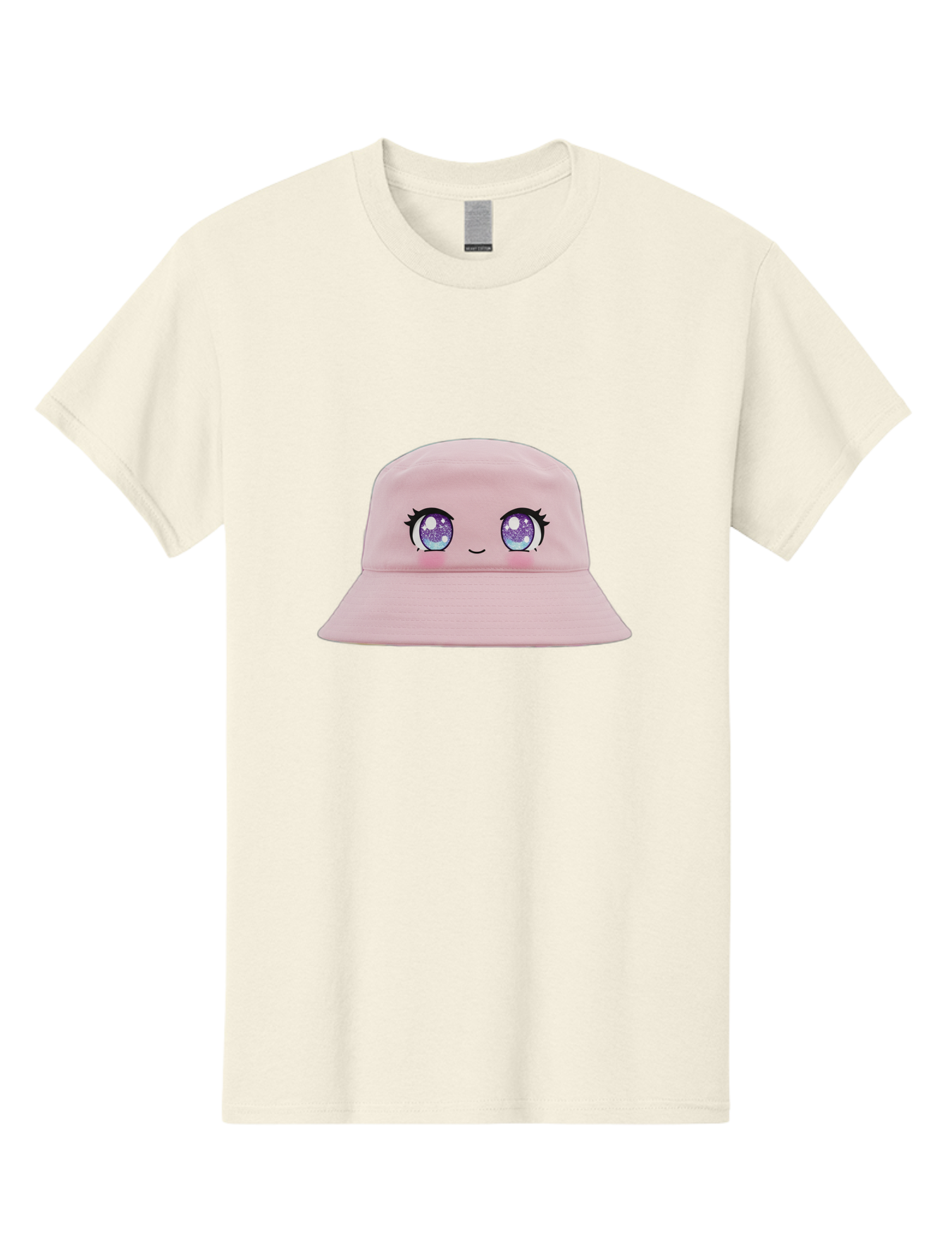 Pink-Hat Men'S Graphic Tee, 100% Cotton, Comfortable Casual Summer Wear, Machine Washable, Kawaii Fashion, Pink Baseball Cap, Cartoon Eyes, Cute Face, Kawaii Accessories, Pastel Fashion, Cute Hats, Fashion Trends, Kawaii Style Bad430