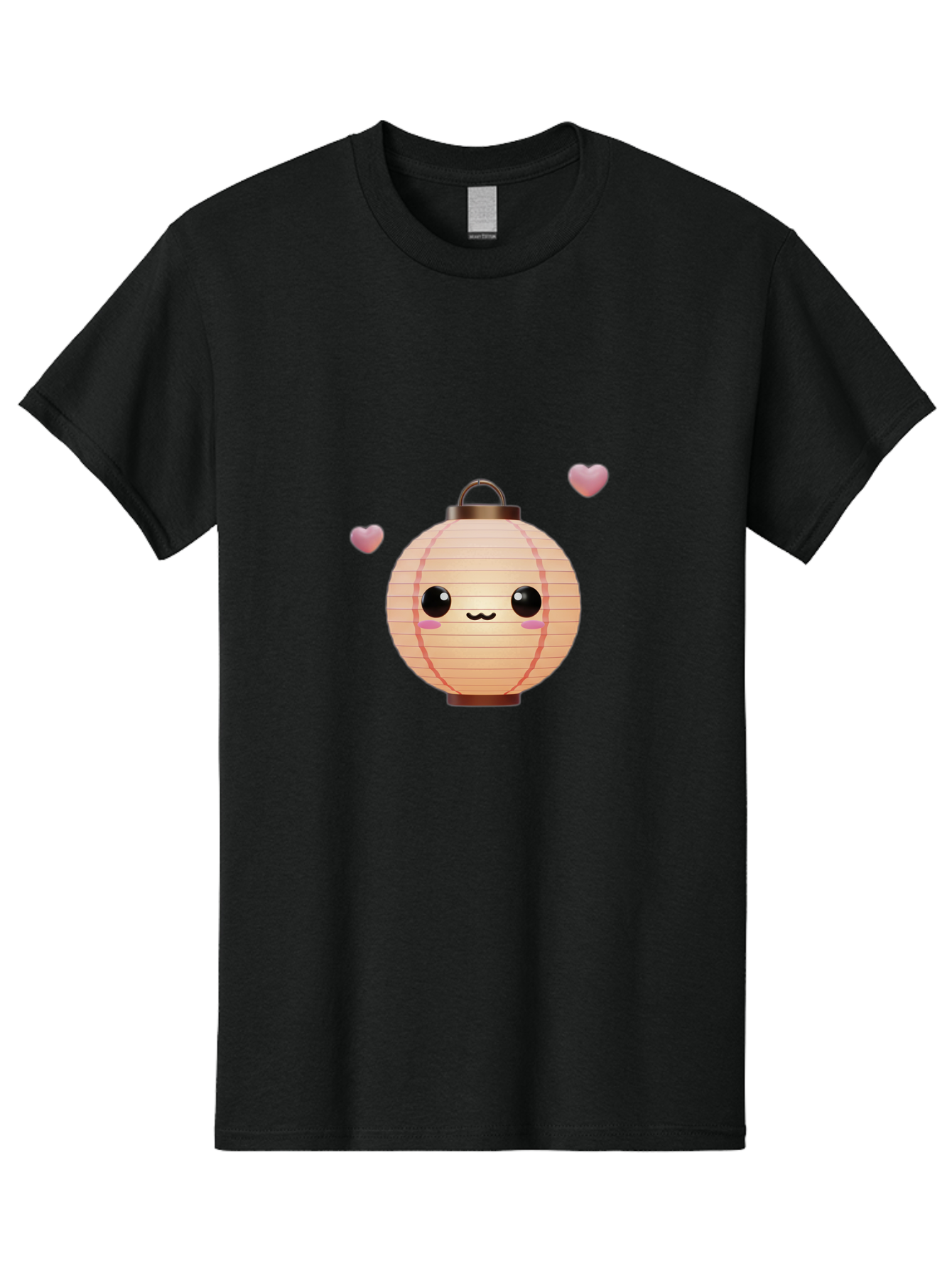 Pink-Lantern Men'S Graphic Tee, 100% Cotton, Comfortable Casual Summer Wear, Machine Washable, Kawaii Lantern, Cute Design, Heart-Shaped Elements, Pink Hearts, Digital Illustration, Cartoon Style, Adorable Character, Pink Lantern Bad432