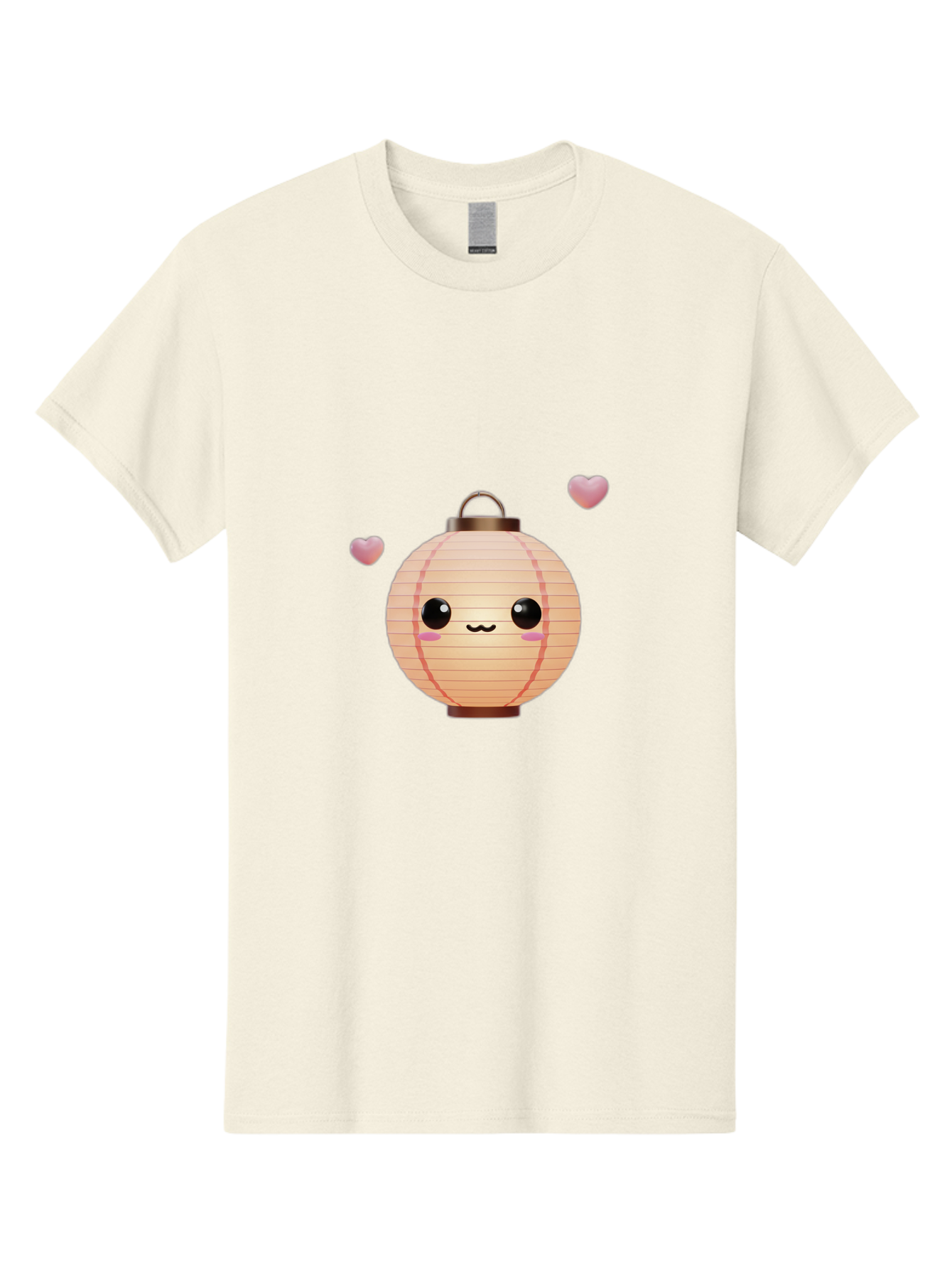 Pink-Lantern Men'S Graphic Tee, 100% Cotton, Comfortable Casual Summer Wear, Machine Washable, Kawaii Lantern, Cute Design, Heart-Shaped Elements, Pink Hearts, Digital Illustration, Cartoon Style, Adorable Character, Pink Lantern Bad432