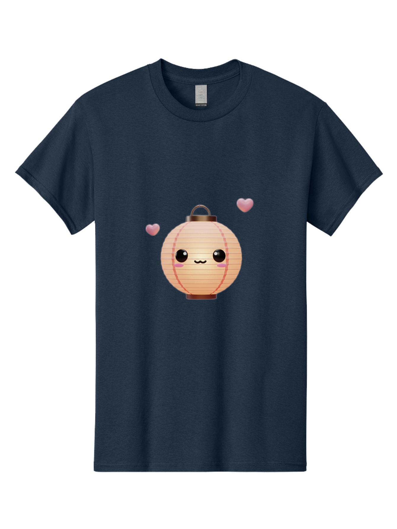 Pink-Lantern Men'S Graphic Tee, 100% Cotton, Comfortable Casual Summer Wear, Machine Washable, Kawaii Lantern, Cute Design, Heart-Shaped Elements, Pink Hearts, Digital Illustration, Cartoon Style, Adorable Character, Pink Lantern Bad432