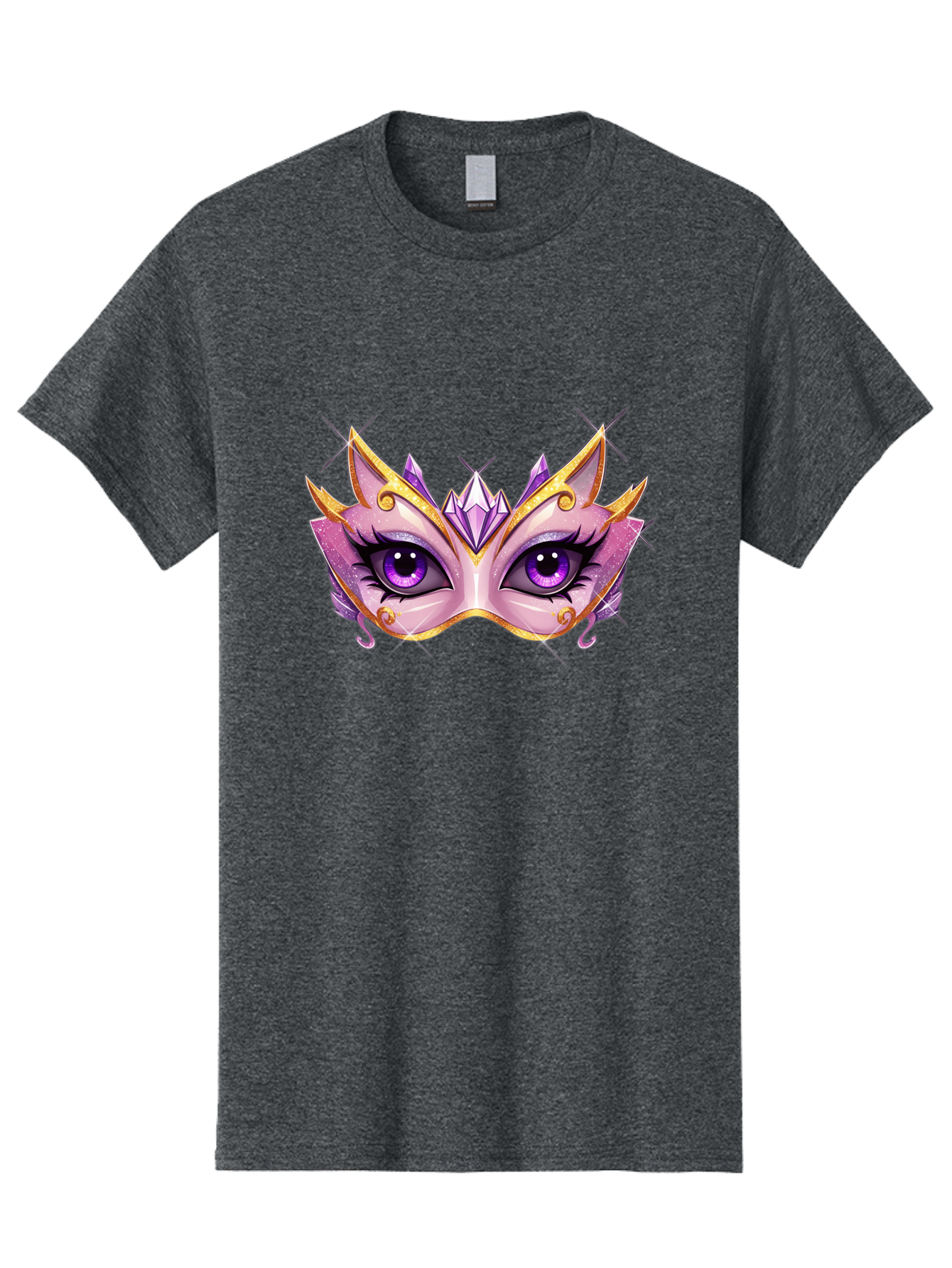 Pink-Mask Men'S Graphic Tee, 100% Cotton, Comfortable Casual Summer Wear, Machine Washable, Masquerade Mask, Purple Eyes, Gold Trim, Luxury Design, Mysterious Gaze, Decorative Mask, Elegant Face Mask, Carnival Accessory Bad433