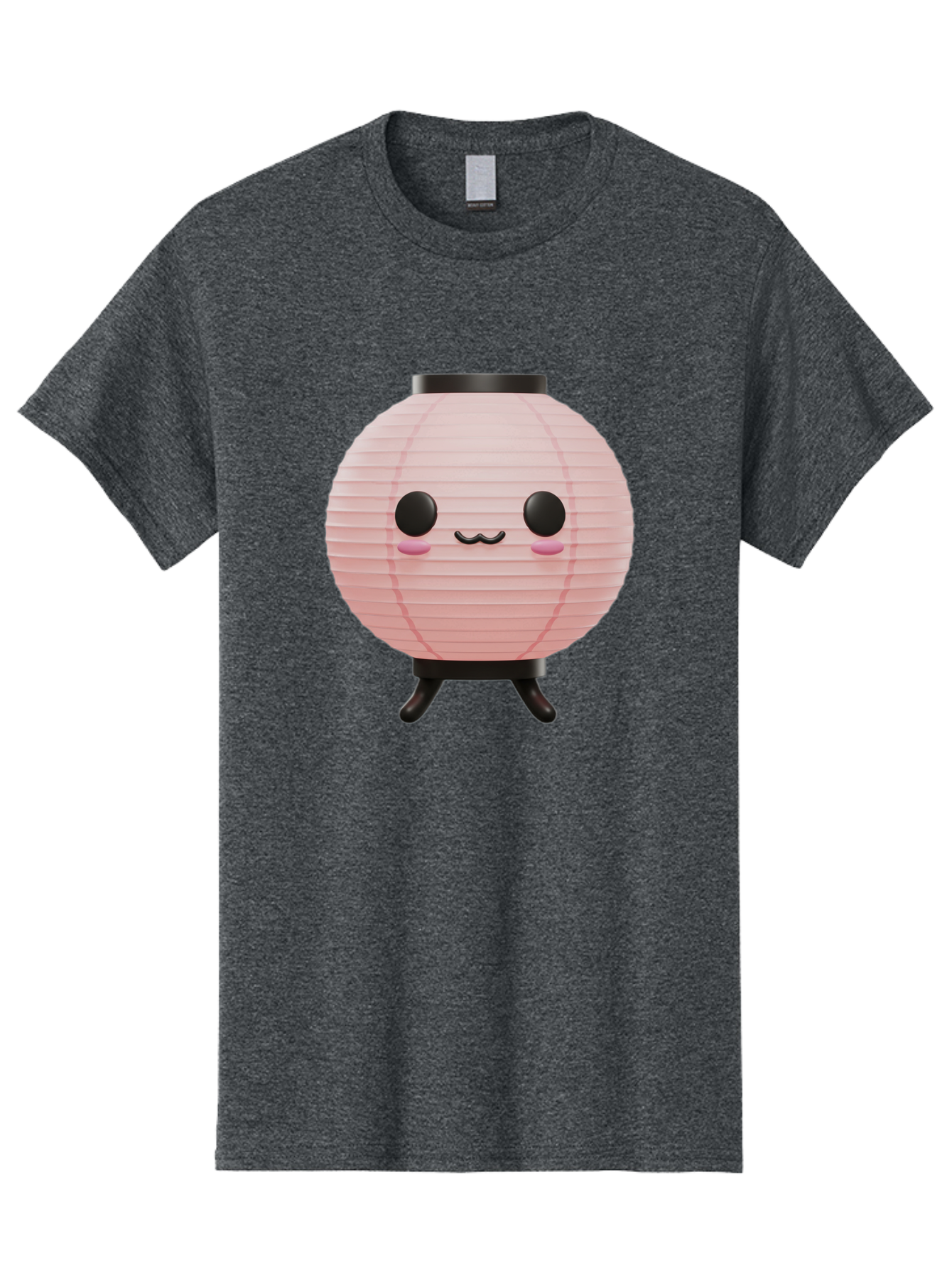 Pink-Paper-Lantern Men'S Graphic Tee, 100% Cotton, Comfortable Casual Summer Wear, Machine Washable, Pink Paper Lantern, Cute Character, Kawaii Culture, Cartoon Style, Smiling Face, Rosy Cheeks, Round Eyes, Black Stand, Kawaii Aesthetic, Bad436
