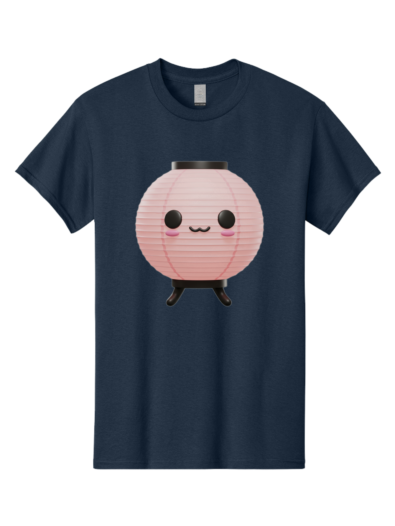 Pink-Paper-Lantern Men'S Graphic Tee, 100% Cotton, Comfortable Casual Summer Wear, Machine Washable, Pink Paper Lantern, Cute Character, Kawaii Culture, Cartoon Style, Smiling Face, Rosy Cheeks, Round Eyes, Black Stand, Kawaii Aesthetic, Bad436
