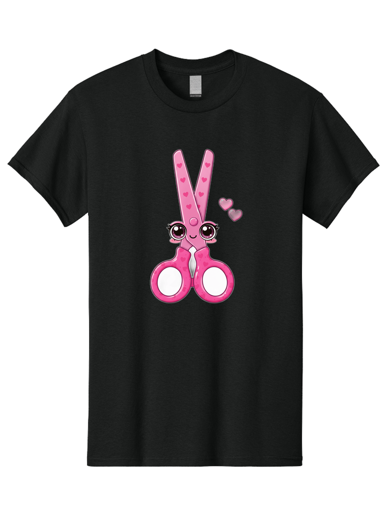 Pink-Scissors Men'S Graphic Tee, 100% Cotton, Comfortable Casual Summer Wear, Machine Washable, Pink Scissors With Hearts, Cute Cartoon Character, Playful Design, Fun Illustration, Office Supplies, Crafting Tools, Heart-Themed Decor, Bad437