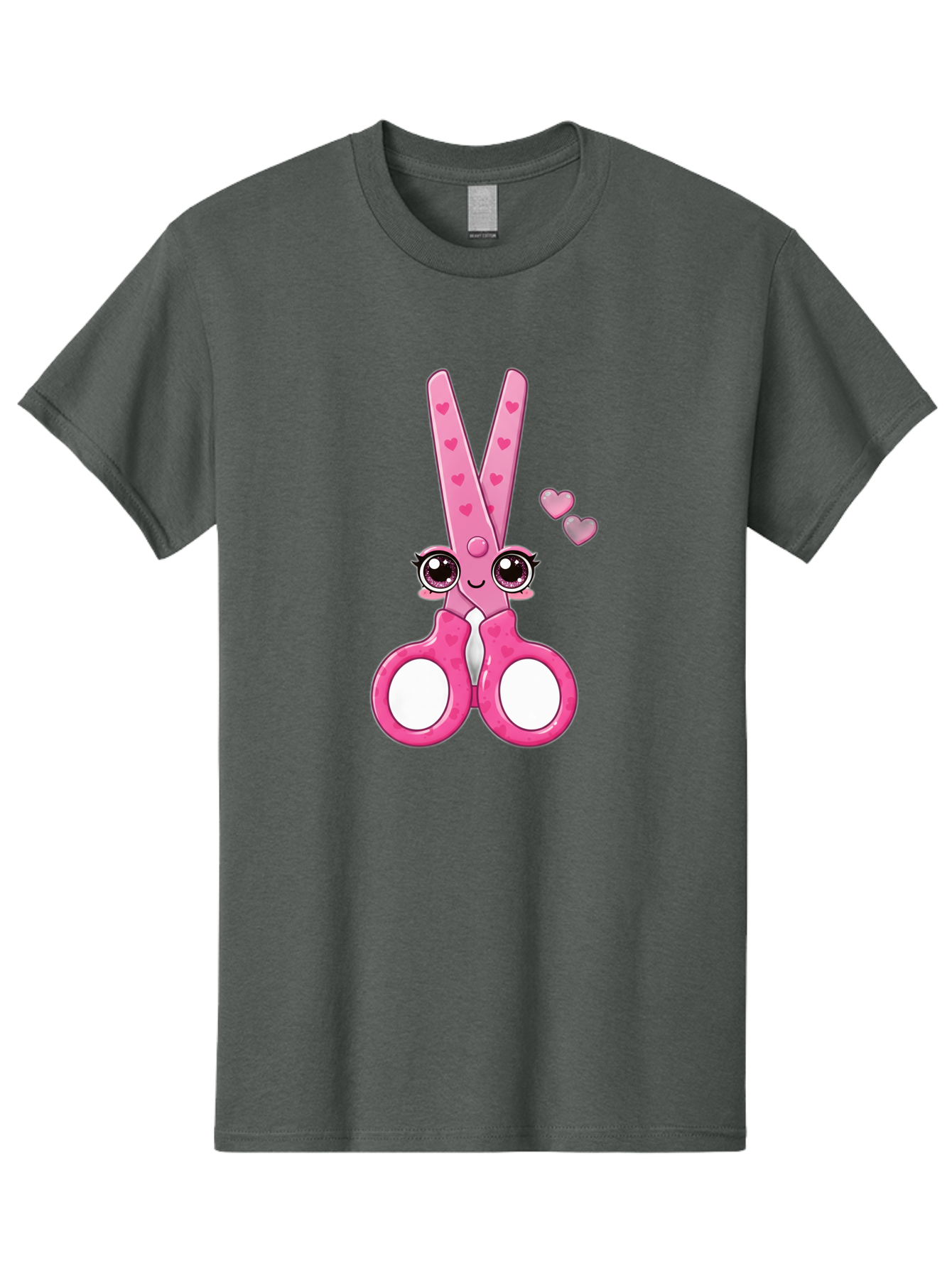 Pink-Scissors Men'S Graphic Tee, 100% Cotton, Comfortable Casual Summer Wear, Machine Washable, Pink Scissors With Hearts, Cute Cartoon Character, Playful Design, Fun Illustration, Office Supplies, Crafting Tools, Heart-Themed Decor, Bad437