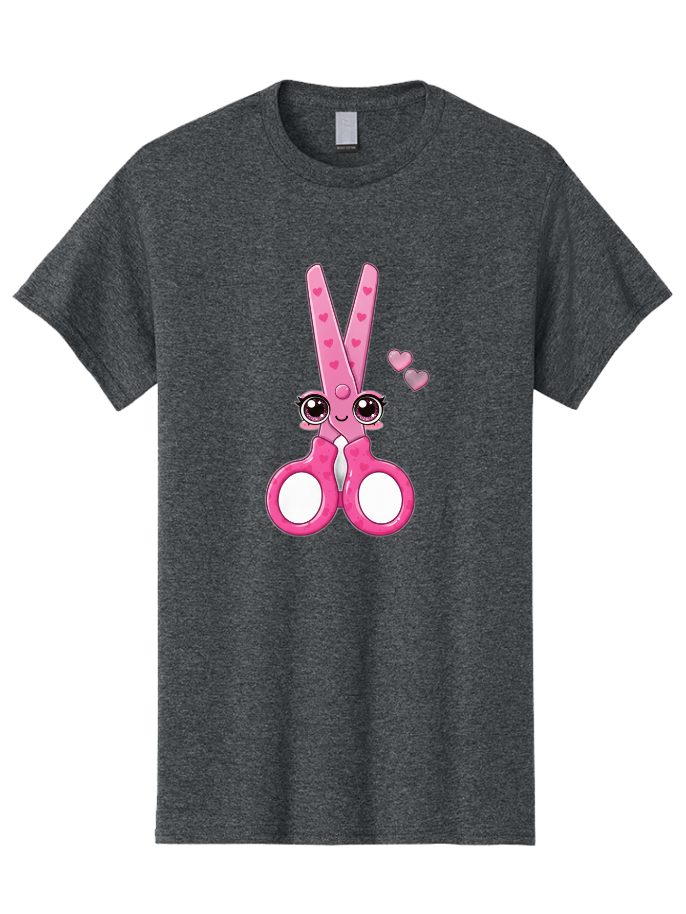 Pink-Scissors Men'S Graphic Tee, 100% Cotton, Comfortable Casual Summer Wear, Machine Washable, Pink Scissors With Hearts, Cute Cartoon Character, Playful Design, Fun Illustration, Office Supplies, Crafting Tools, Heart-Themed Decor, Bad437