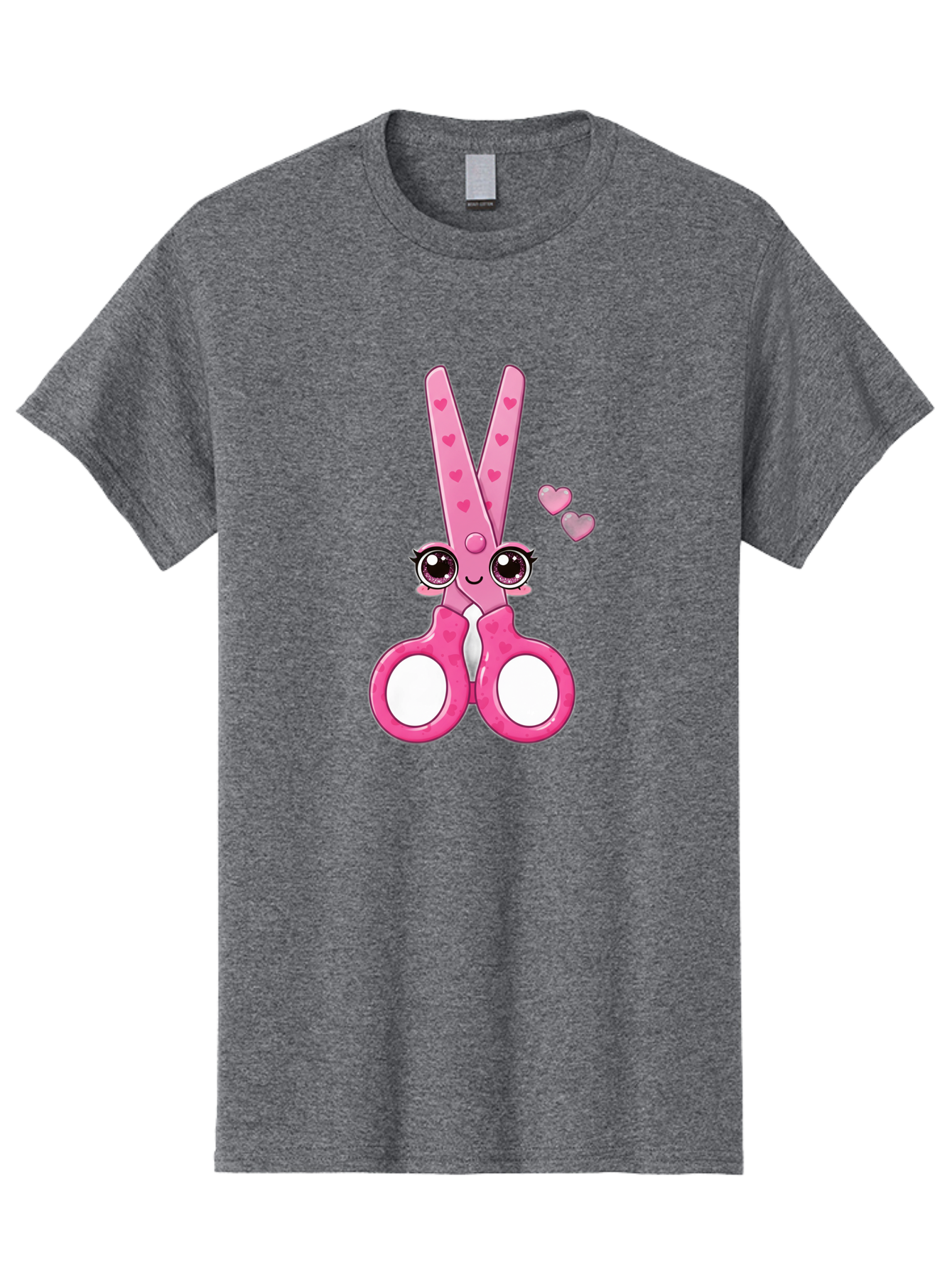 Pink-Scissors Men'S Graphic Tee, 100% Cotton, Comfortable Casual Summer Wear, Machine Washable, Pink Scissors With Hearts, Cute Cartoon Character, Playful Design, Fun Illustration, Office Supplies, Crafting Tools, Heart-Themed Decor, Bad437