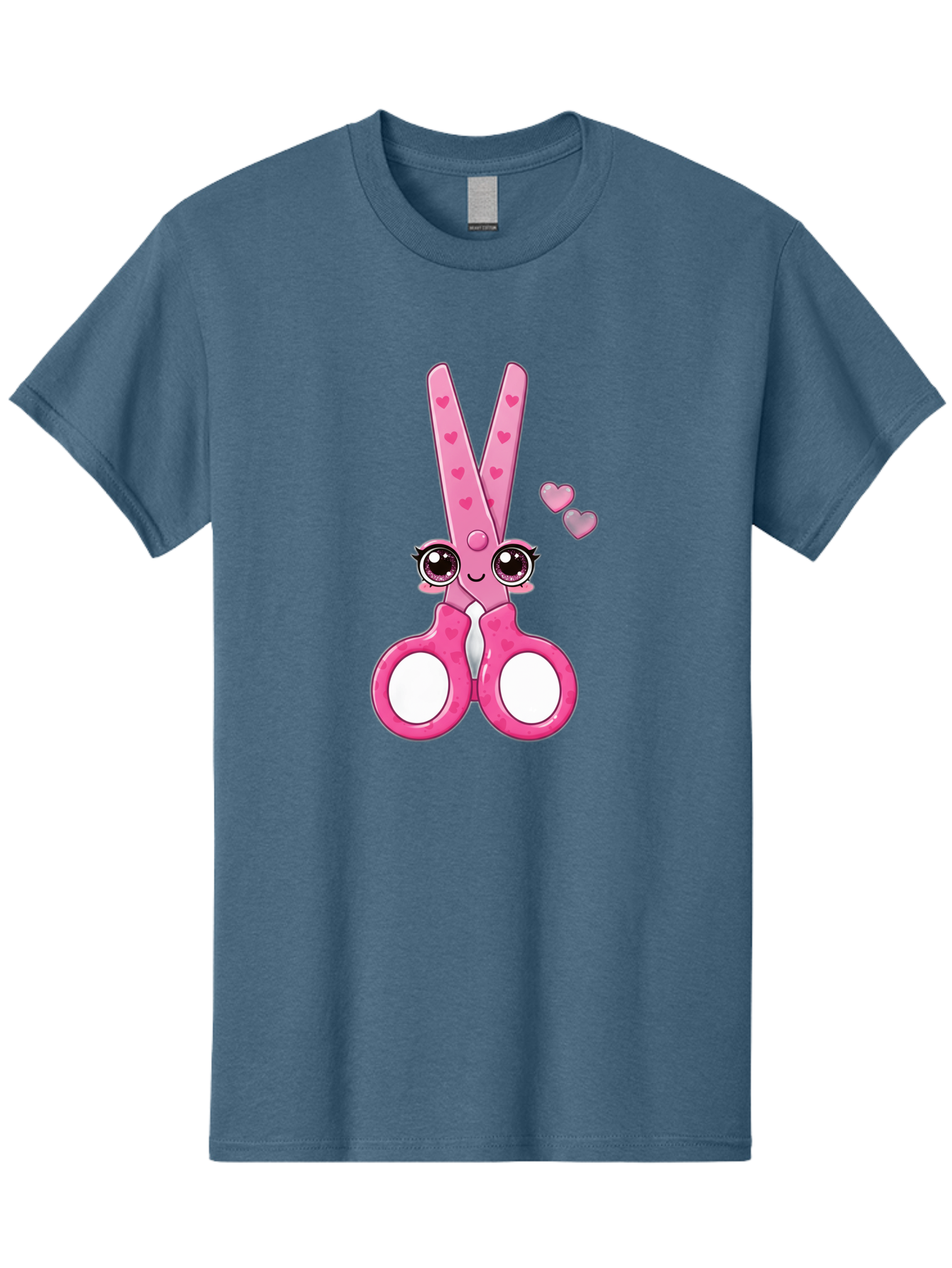 Pink-Scissors Men'S Graphic Tee, 100% Cotton, Comfortable Casual Summer Wear, Machine Washable, Pink Scissors With Hearts, Cute Cartoon Character, Playful Design, Fun Illustration, Office Supplies, Crafting Tools, Heart-Themed Decor, Bad437