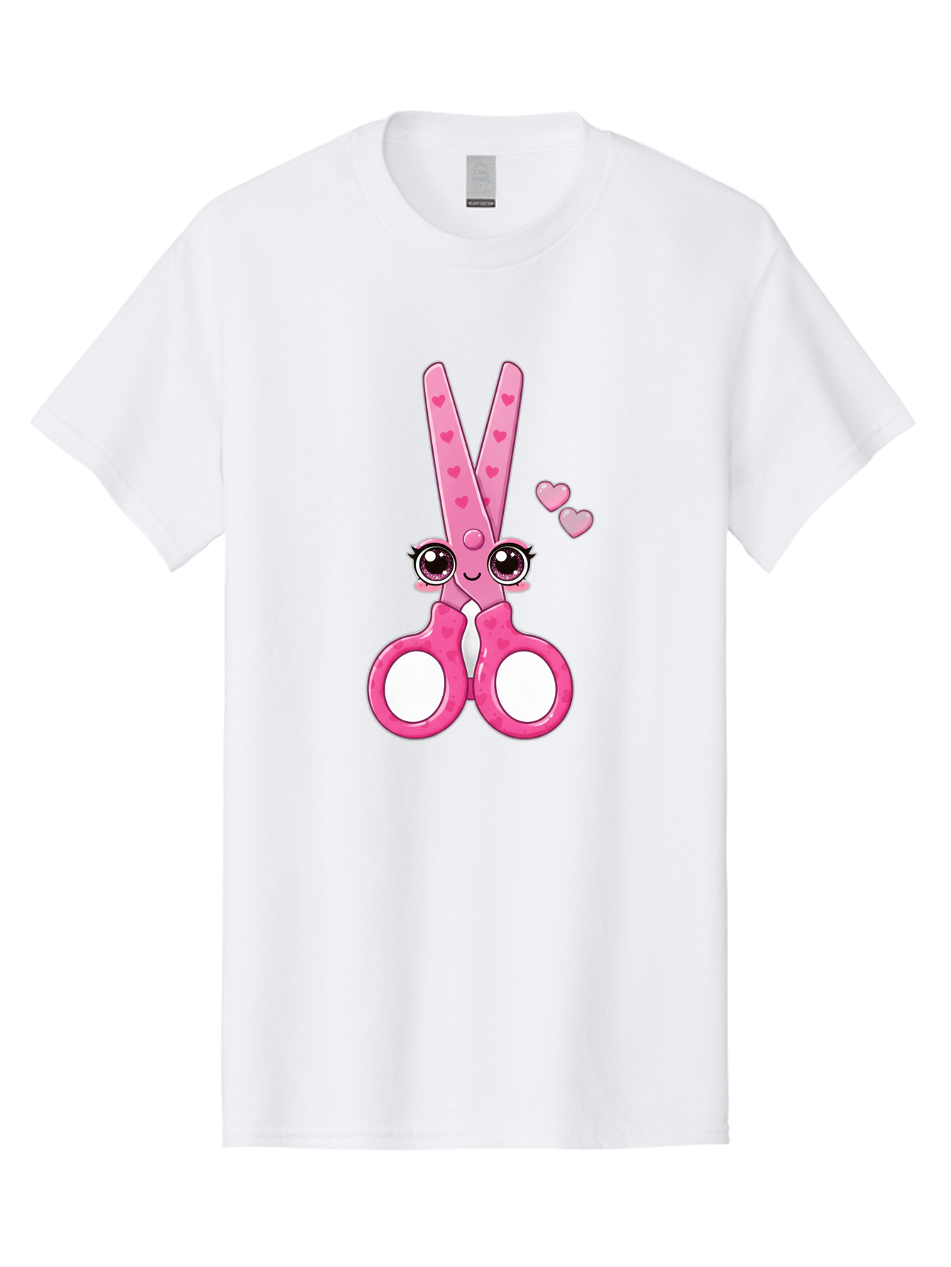 Pink-Scissors Men'S Graphic Tee, 100% Cotton, Comfortable Casual Summer Wear, Machine Washable, Pink Scissors With Hearts, Cute Cartoon Character, Playful Design, Fun Illustration, Office Supplies, Crafting Tools, Heart-Themed Decor, Bad437