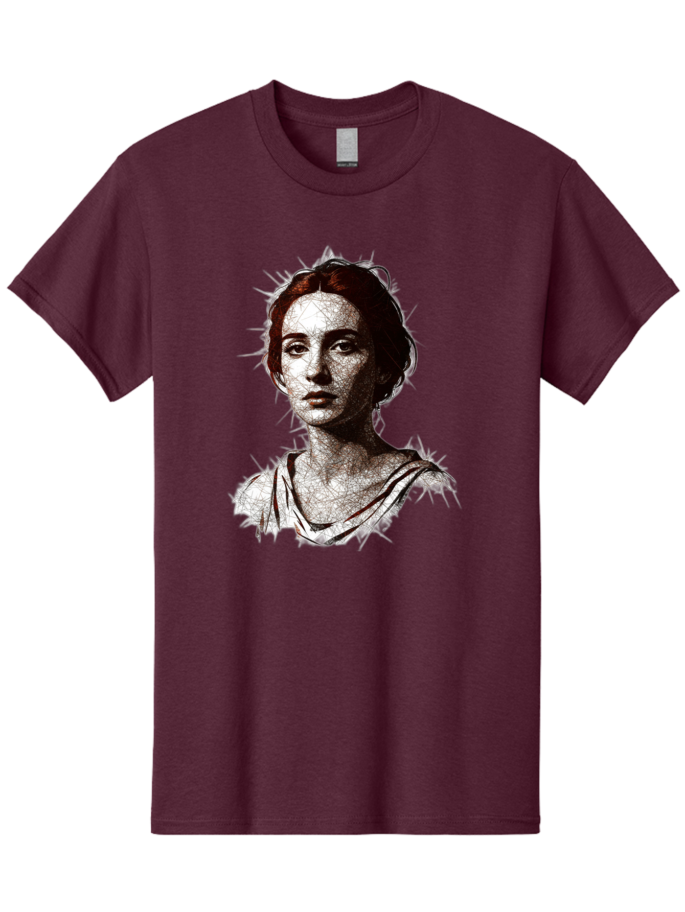 Portrait-Of-Sappho Men'S Graphic Tee, 100% Cotton, Comfortable Casual Summer Wear, Machine Washable, Portrait Of A Poet, Ancient Greek Literature, Female Author, Classical Art, Artistic Expression, Literary Figure, Historical Personality, Bad451