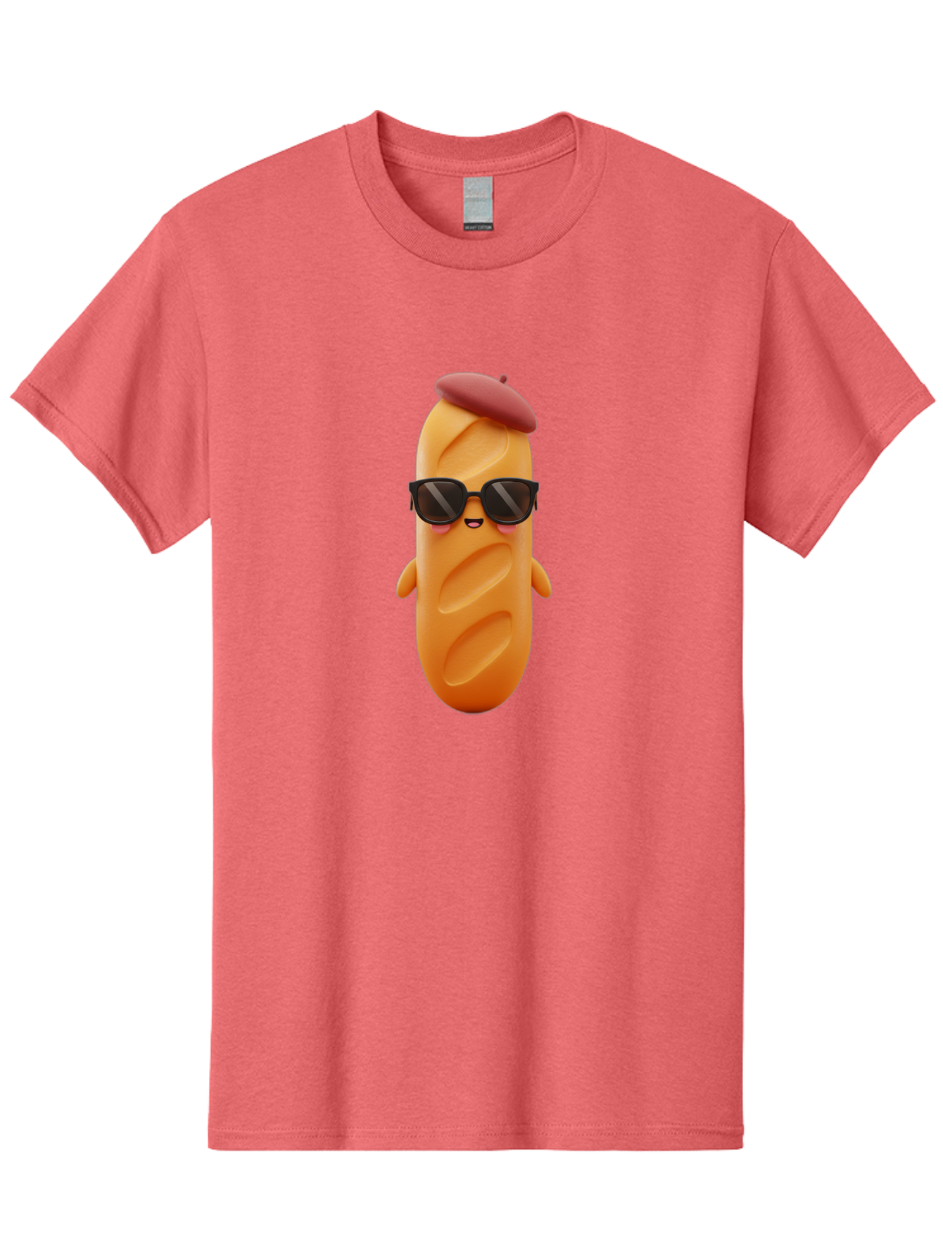 Potato-Character Men'S Graphic Tee, 100% Cotton, Comfortable Casual Summer Wear, Machine Washable, Sausage Character, Cartoon Sausage, 3D Sausage Illustration, Sausage Wearing Sunglasses, Beret On Sausage, Funny Food Character, Bad452