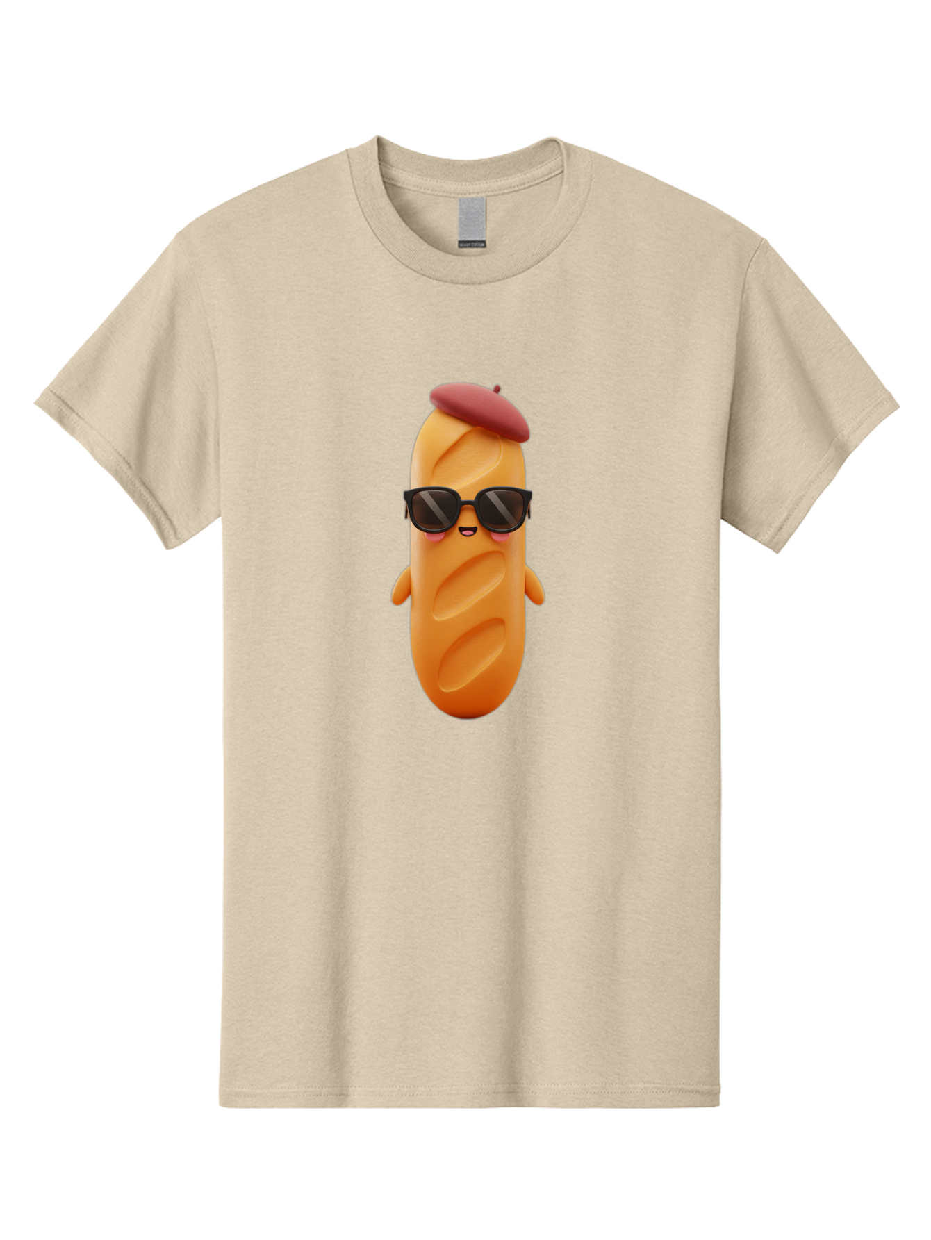 Potato-Character Men'S Graphic Tee, 100% Cotton, Comfortable Casual Summer Wear, Machine Washable, Sausage Character, Cartoon Sausage, 3D Sausage Illustration, Sausage Wearing Sunglasses, Beret On Sausage, Funny Food Character, Bad452