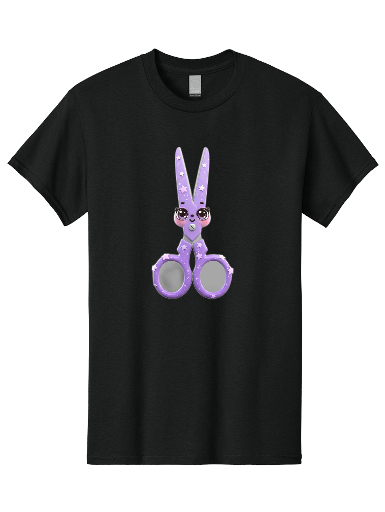 Purple-Bunny-Scissors Men'S Graphic Tee, 100% Cotton, Comfortable Casual Summer Wear, Machine Washable, Cute Cartoon Bunny, Purple Scissors, Star Pattern, Children'S Craft Tool, Art Supplies, Nursery Decor, Fun Design, Bad462
